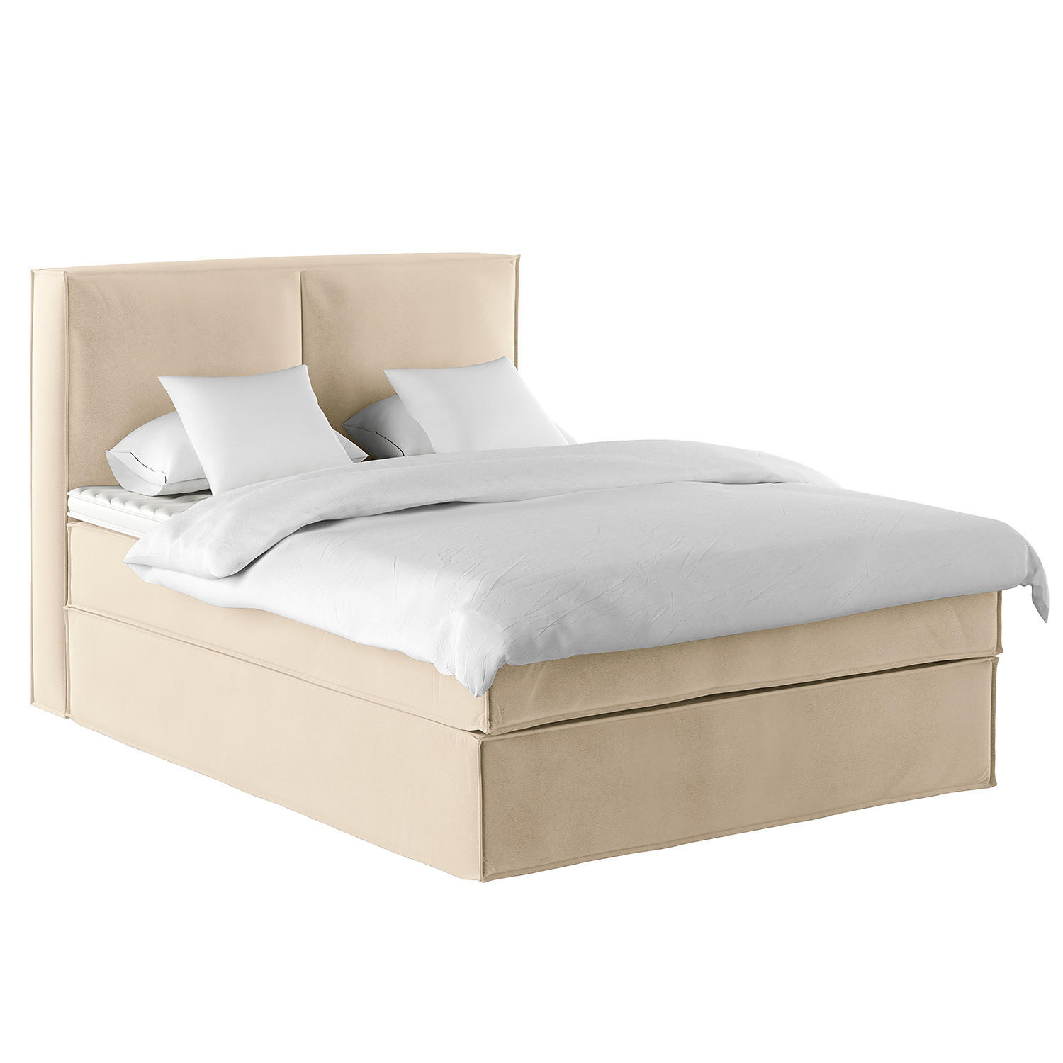 BOXSPRINGBETT mit Kopfteil - Premium - Creme, Textil (160/200cm) - home24