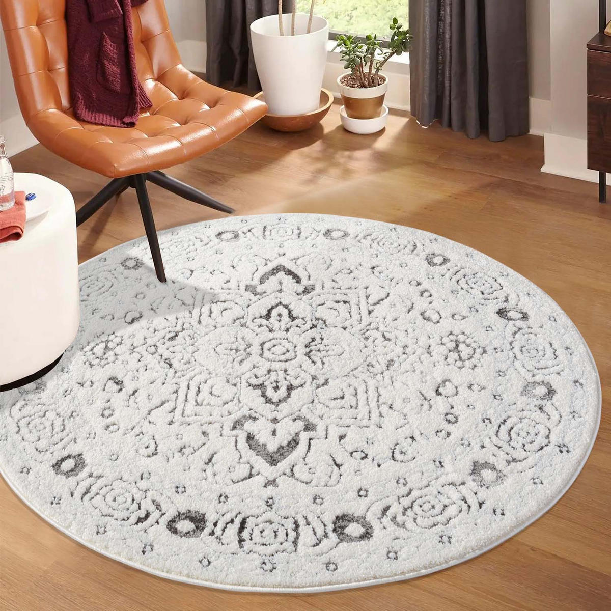 KURZFLOR-TEPPICH Lounge 0638 Grau 200 cm Rund - Grau, Textil (200/200cm) - carpet city