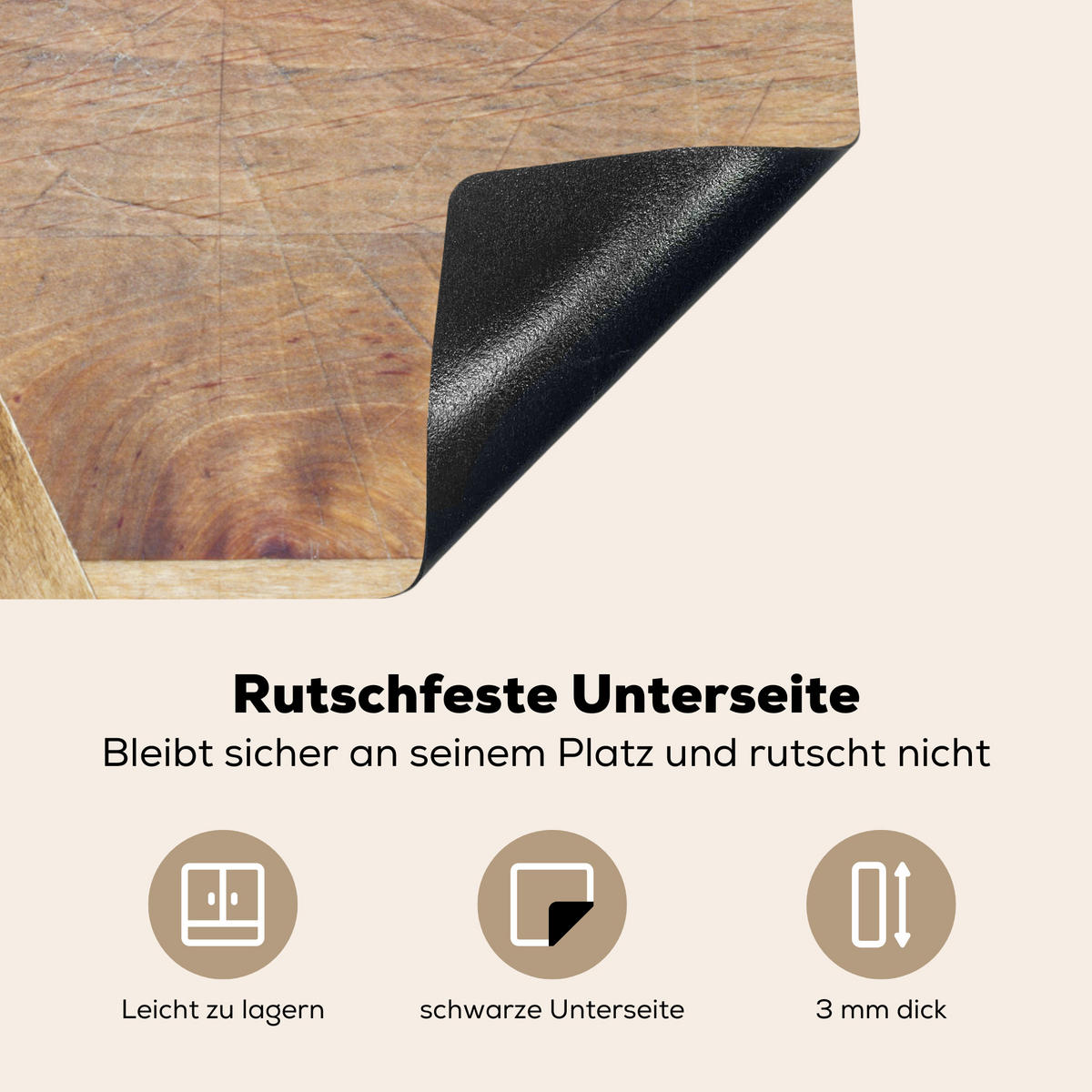 HERDABDECKPLATTE Holz - Löffel - Braun - Smiley 60x52 cm - Hellbraun, Kunststoff (60/0.2/52cm) - MuchoWow