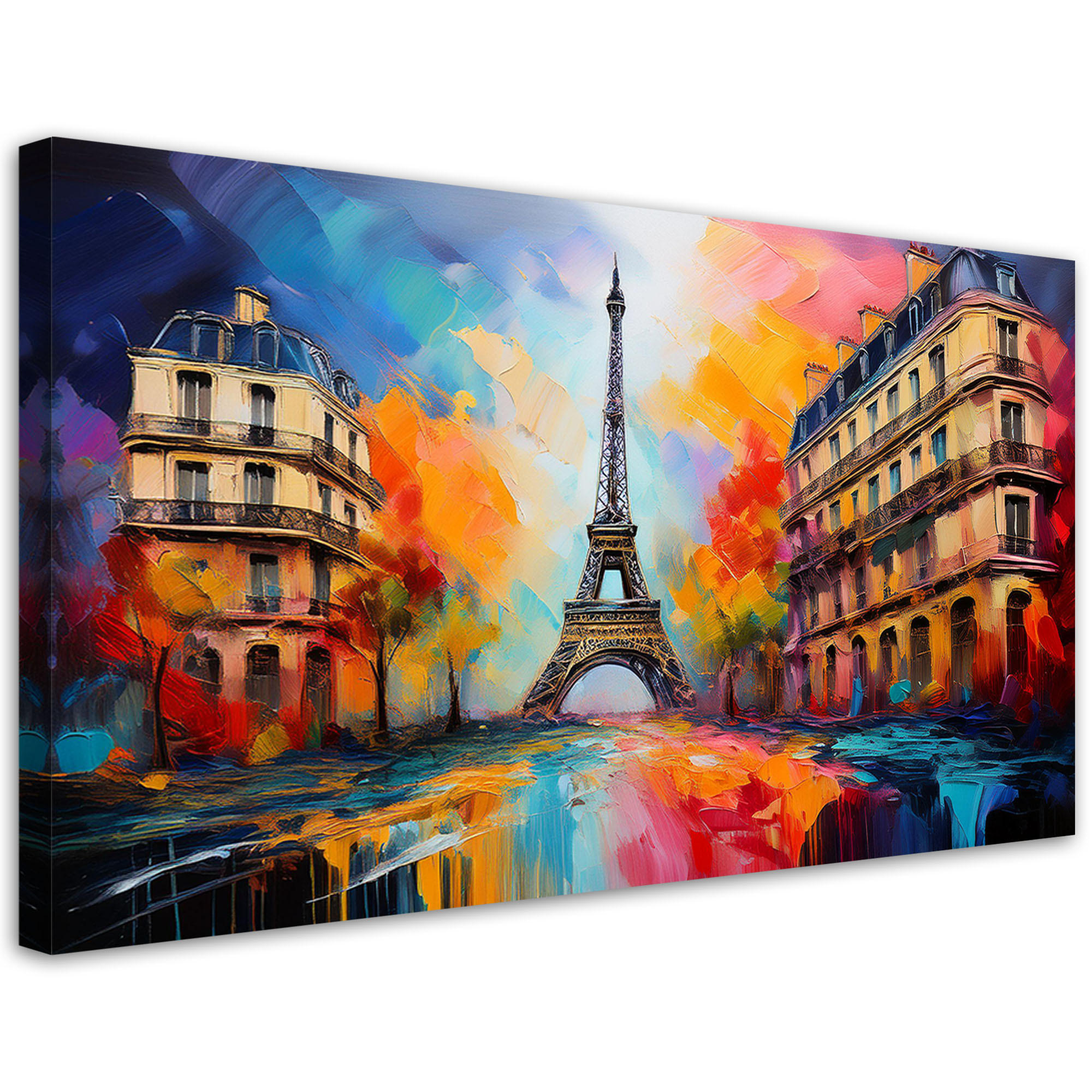 LEINWANDBILD Paris Eiffelturm Stadt Abstrakt Farbig 100x50cm - Multicolor, Textil (100/50cm) - Feeby