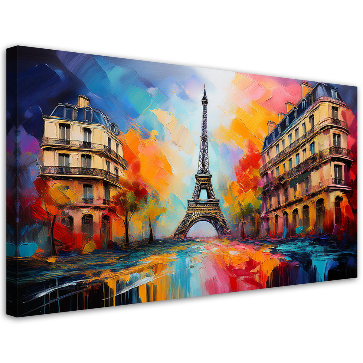 LEINWANDBILD Paris Eiffelturm Stadt Abstrakt Farbig 100x50cm - Multicolor, Textil (100/50cm) - Feeby