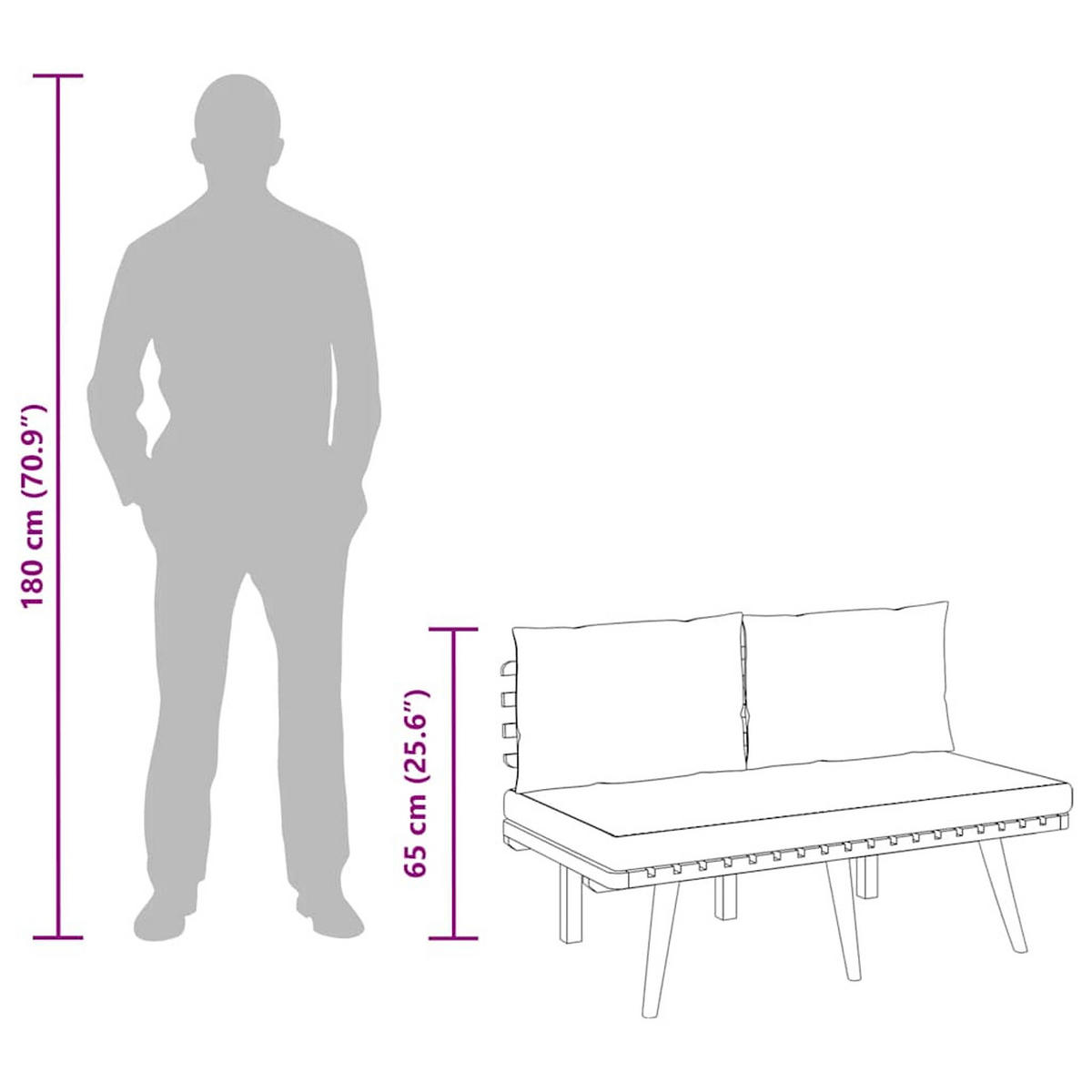 GARTENBANK Mit Kissen 115 Cm Massivholz Akazie - Dunkelgrau, Holz/Textil (115/65/65cm) - vidaXL