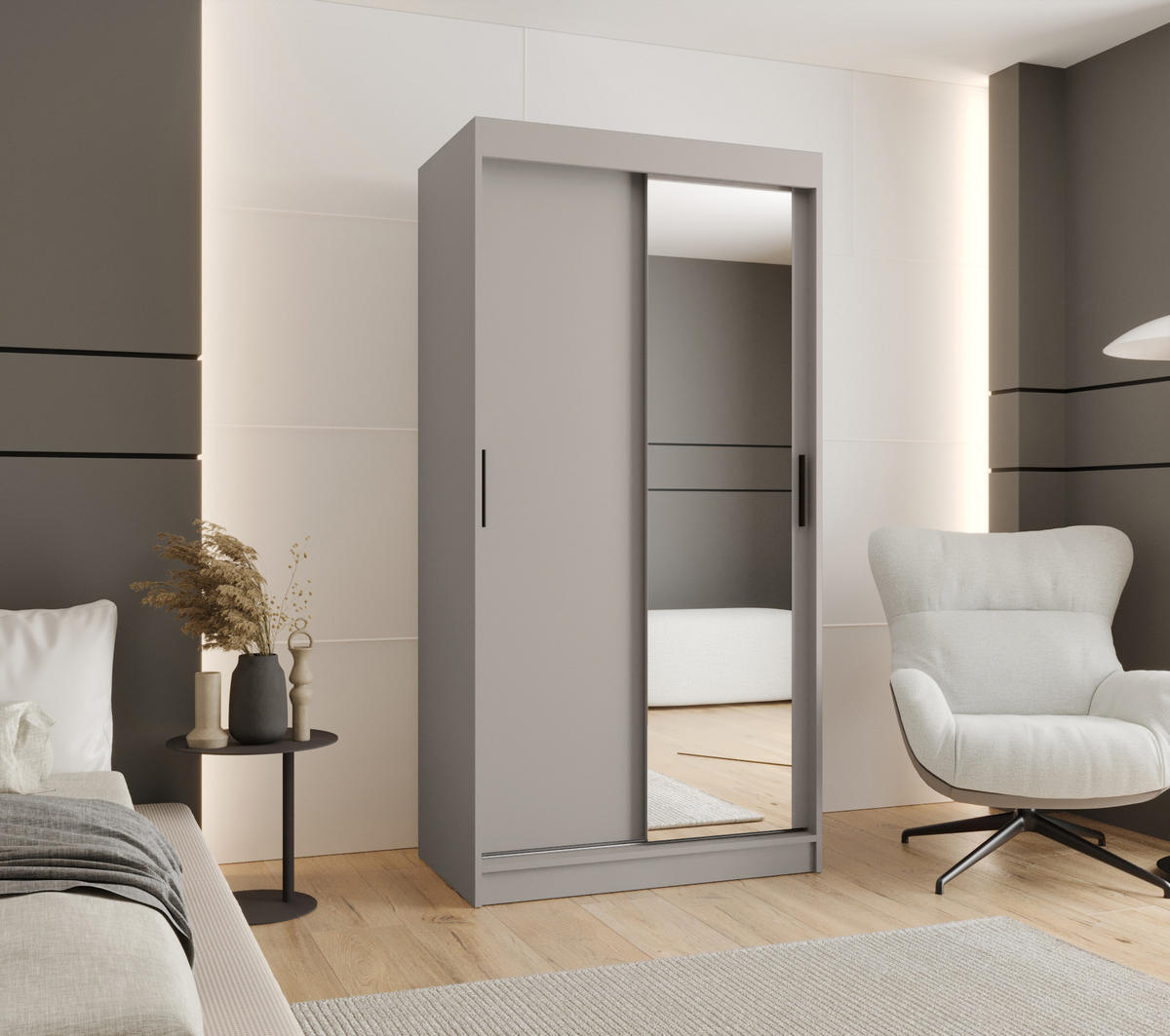 ŠATNÍ skříň s posuvnými dveřmi 200/100/62 2dveřová - černá/kašmírová, dřevo/plast (100/200/62cm)