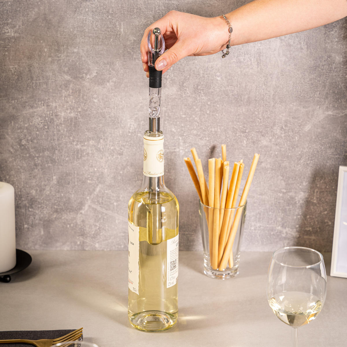 WEIN 5er-Set, silber - Edelstahlfarben, Kunststoff (2.5/2.5/13.5cm) - bremermann