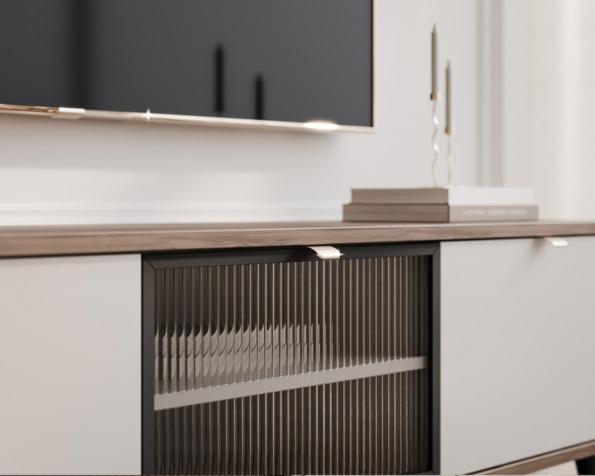 TV-LOWBOARD NAVANI stehend, 160 cm Kaschmir/Nussbaum - Nussbaumfarben/Schwarz, Holzwerkstoff/Metall (160/52/40cm) - Idohome