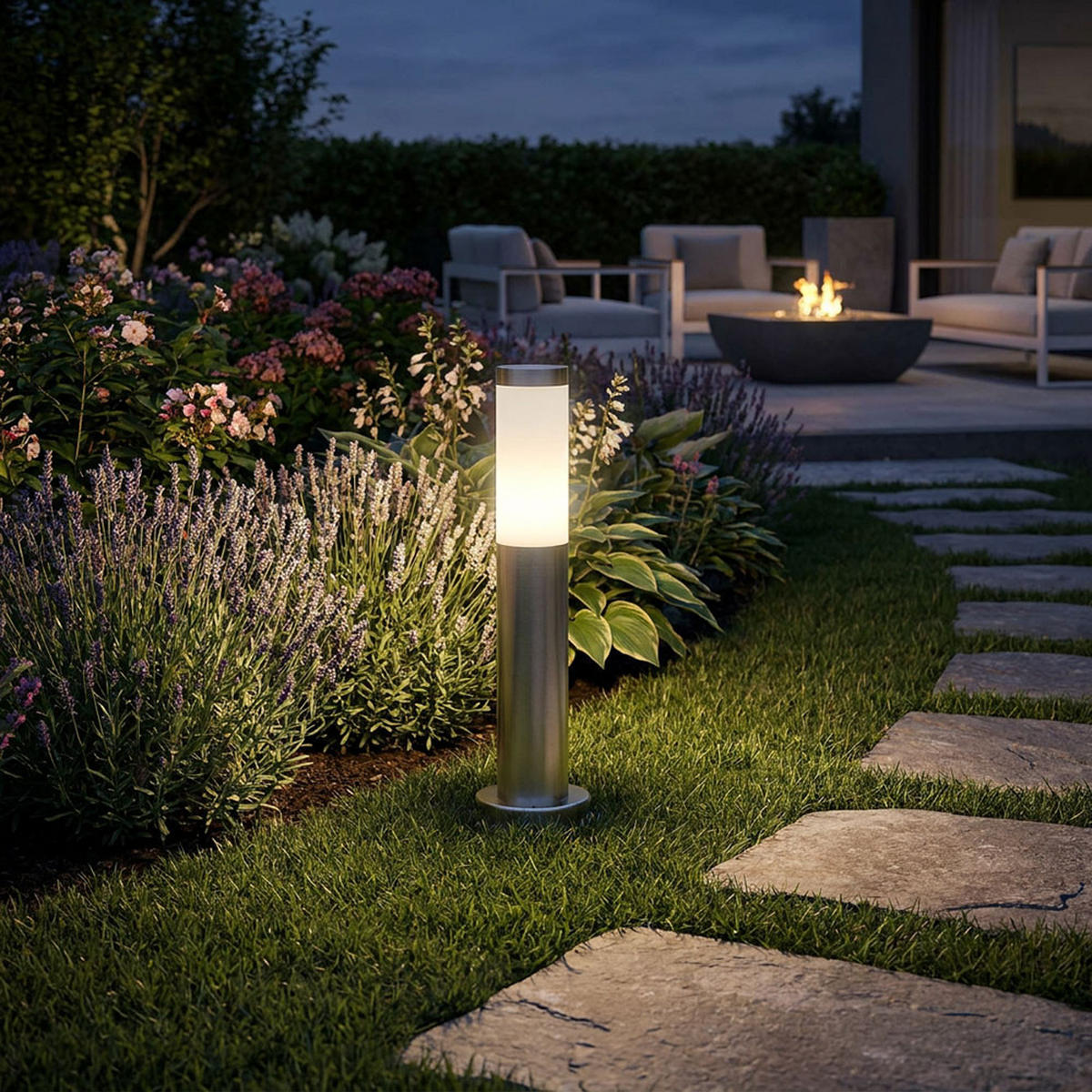 LED AUSSENLEUCHTE Edelstahl Silber - Silberfarben, Kunststoff (7.8/7.8/45cm) - Globo Lighting