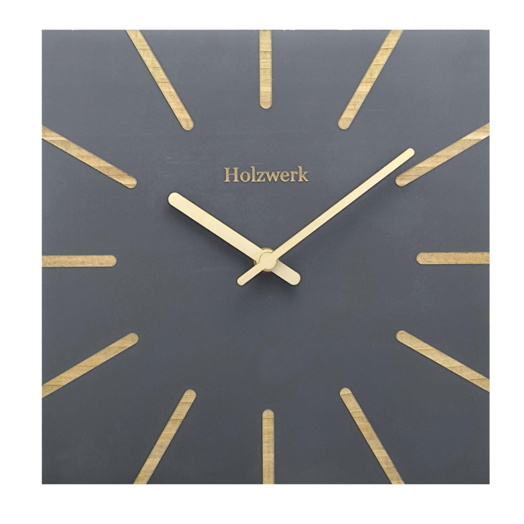 WANDUHR Holz Designer eckige MAINBURG Loft Wand Uhr, grau - Dunkelgrau, Holz/Metall (25/25/2cm) - Holzwerk