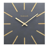 WANDUHR Holz Designer eckige MAINBURG Loft Wand Uhr, grau - Dunkelgrau, Holz/Metall (25/25/2cm) - Holzwerk