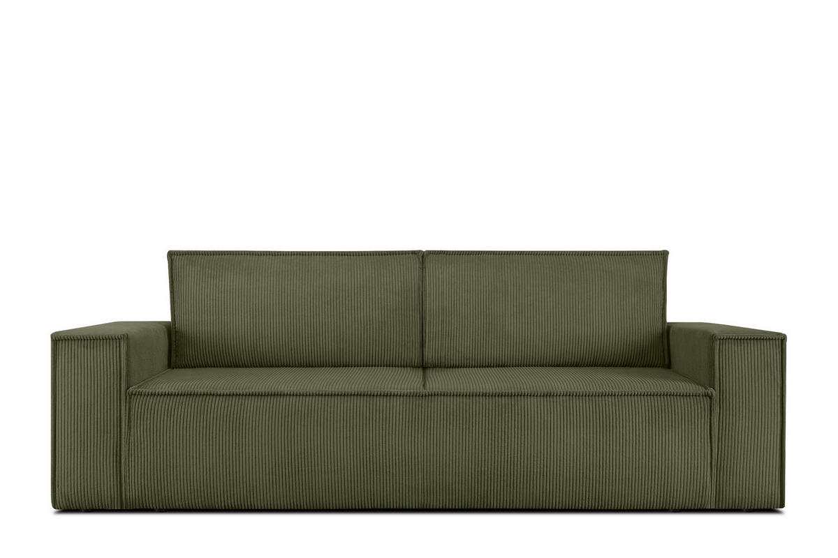 3-SITZER-SCHLAFSOFA NAPI in Pet Friendly Cord-Stoff, Olivgrün - Schwarz/Olivgrün, Textil (244/89/101cm) - KONSIMO®