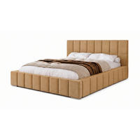 POLSTERBETT 200x200 cm, Alma, Doppelbett mit Bettkasten, Lattenrost aus Holz, Velourstoff, Beige - Beige, Holz/Textil (200/200cm) - Marpur