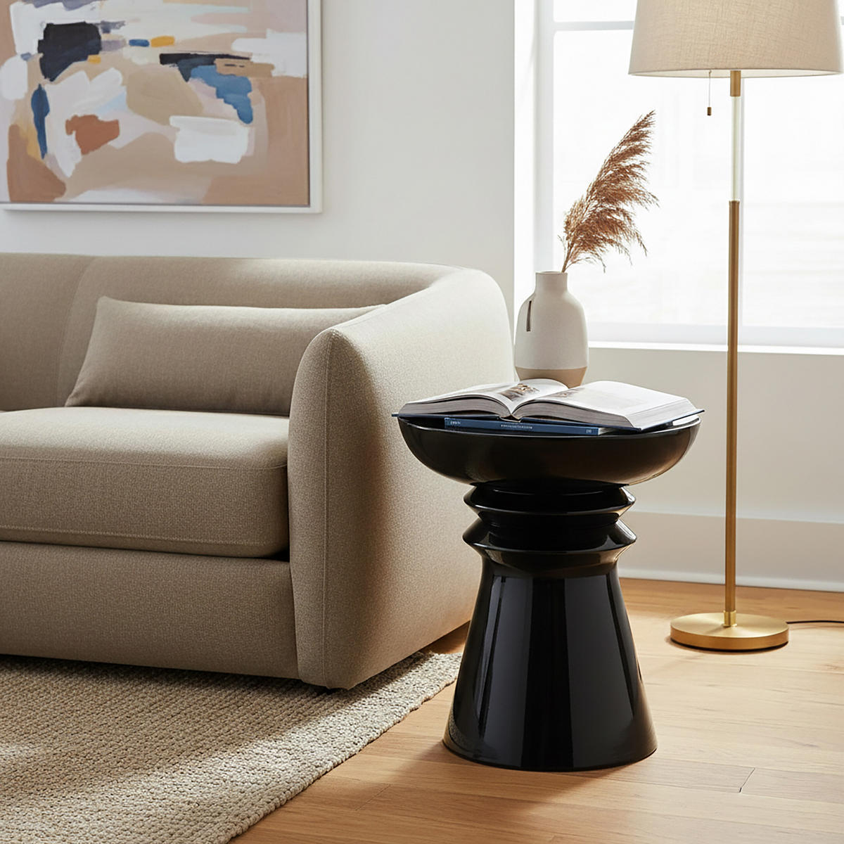 STRANSKI tabel - črna, kovina (38/38/45cm) - Relaxdays