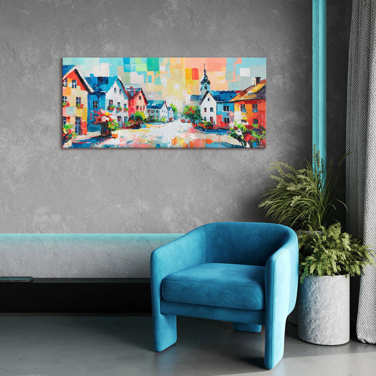 GEMÄLDE Helle Straßen auf Keilrahmen 115x50 cm - Multicolor, Holz (115/50cm) - YS-art gallery