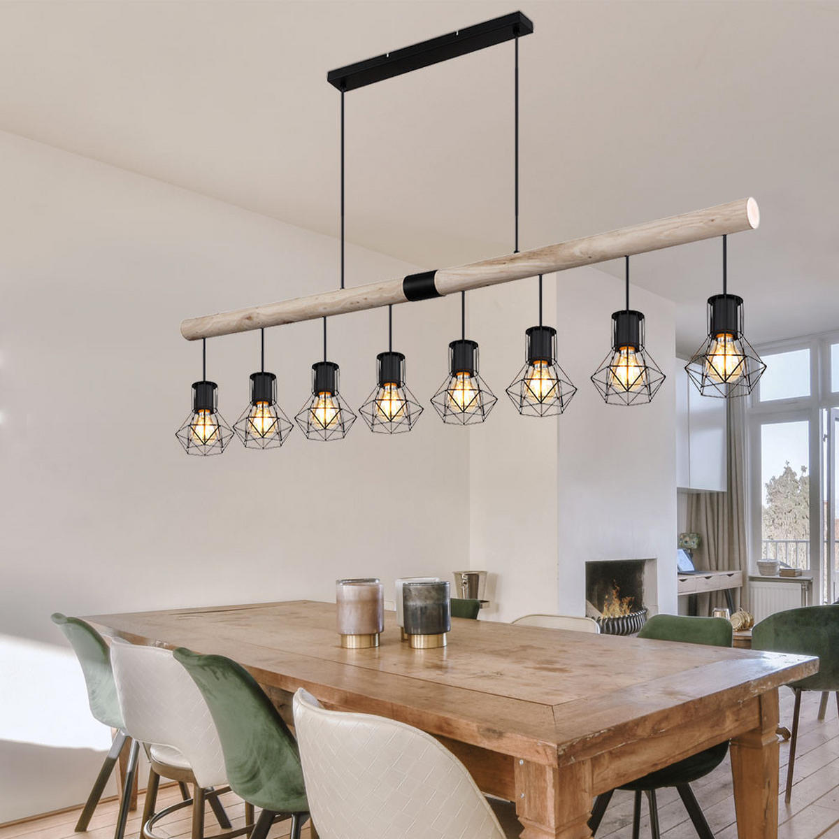 HÄNGELEUCHTE Holz Braun Metall - Braun, Holz (140/13.3/120cm) - Globo Lighting