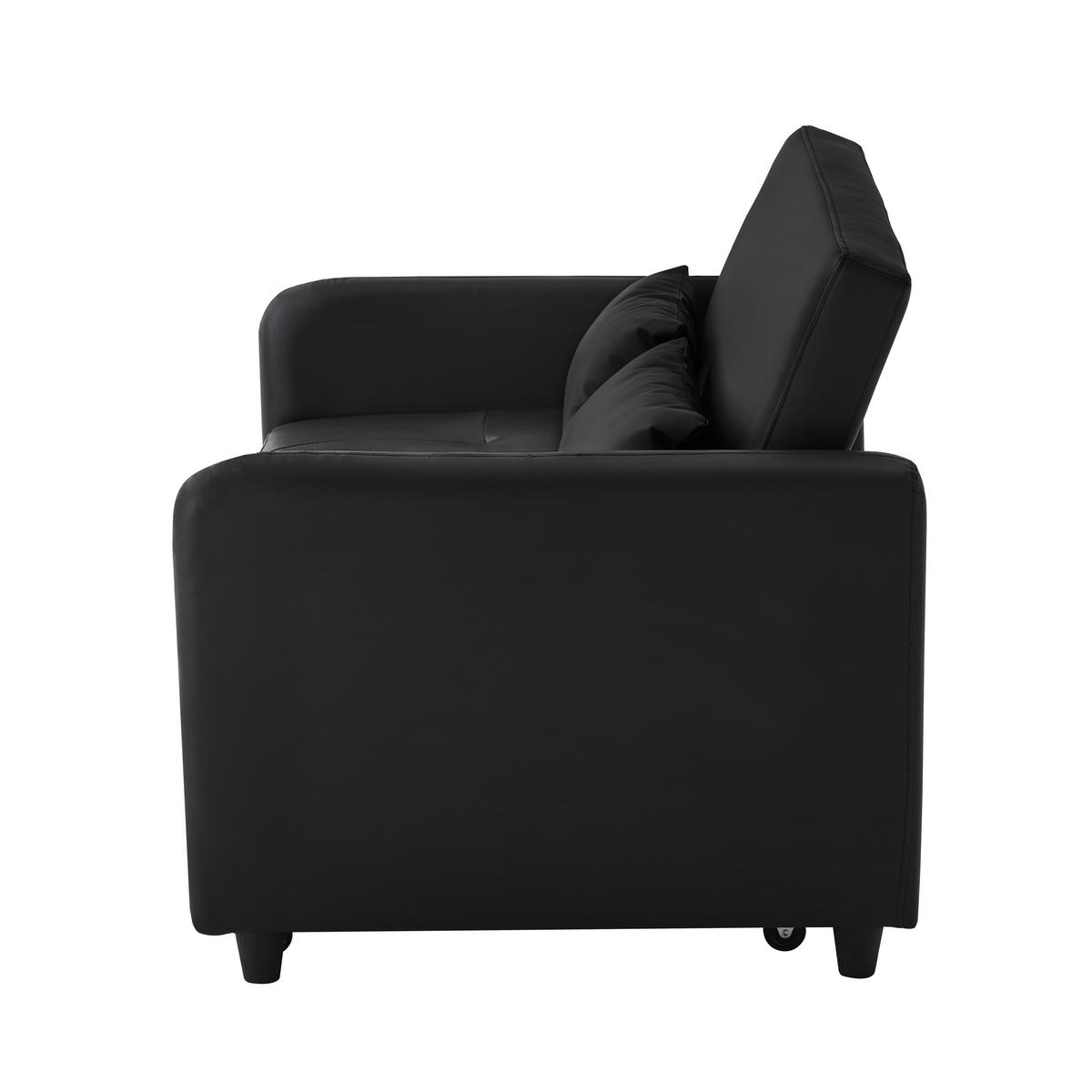 SCHLAFSOFA Zweisitzer mit verstellbarer Rückenlehne Beige Baumwoll-Leinen 166/95/46,5 cm - Schwarz, Kunststoff (122/82/83cm) - OKWISH