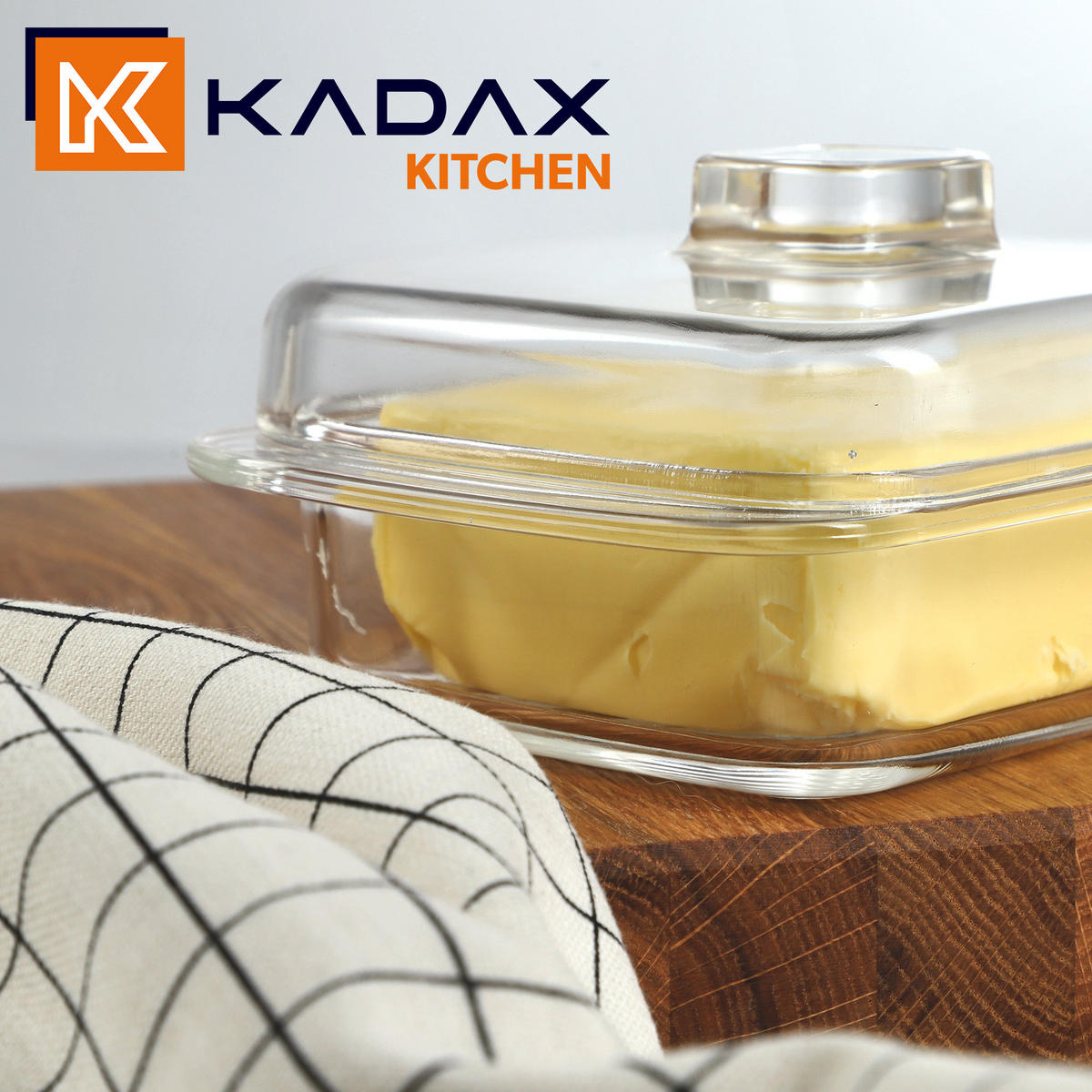 BUTTERDOSE mit Deckel, 11 x 7 cm - Transparent, Glas (11/10.5/16cm) - KADAX