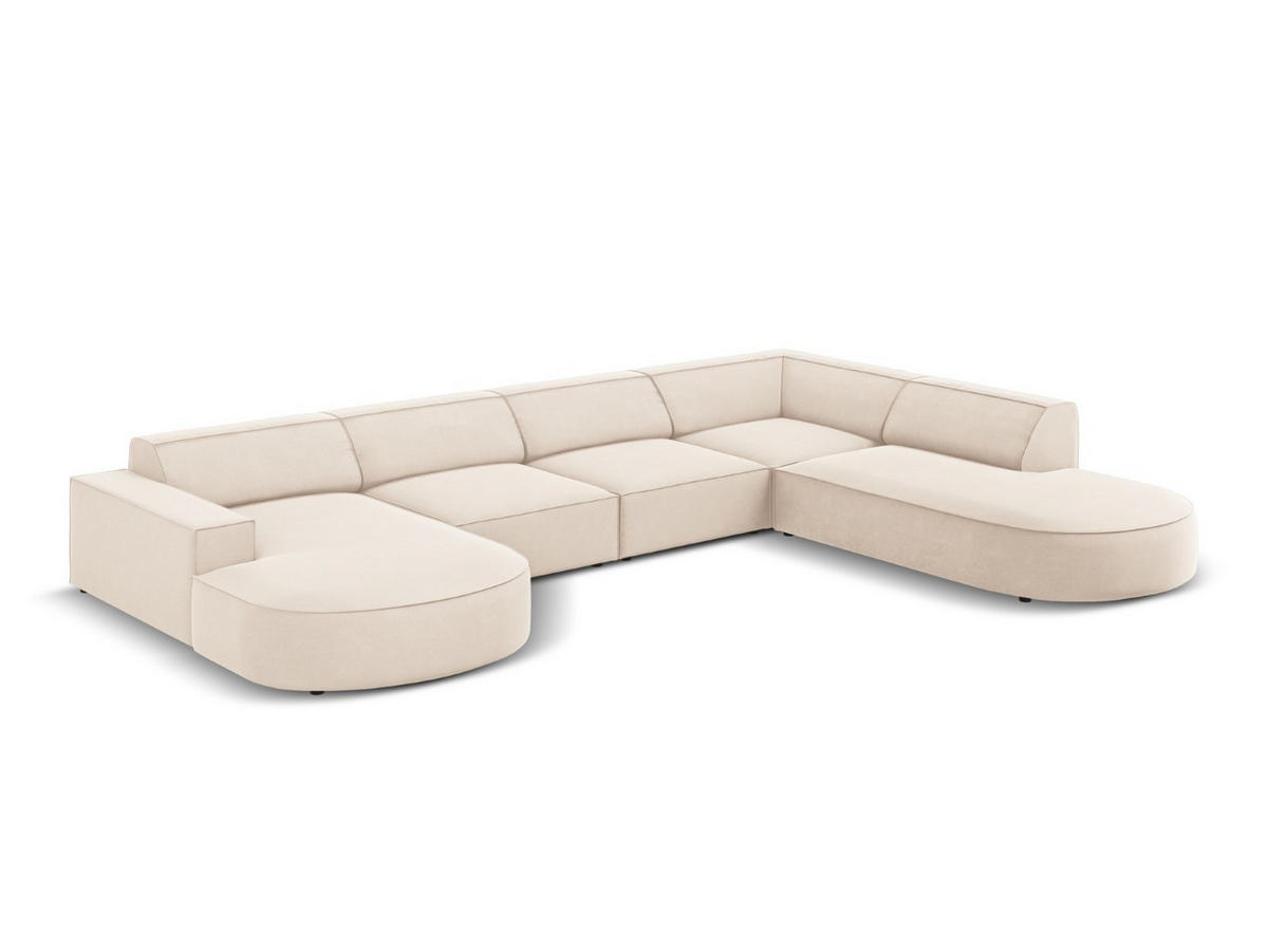 PANORAMASOFA rechts Jodie aus Samt leichtes beige 7 Sitzplätze - Beige, Textil (262/70/364cm) - Micadoni