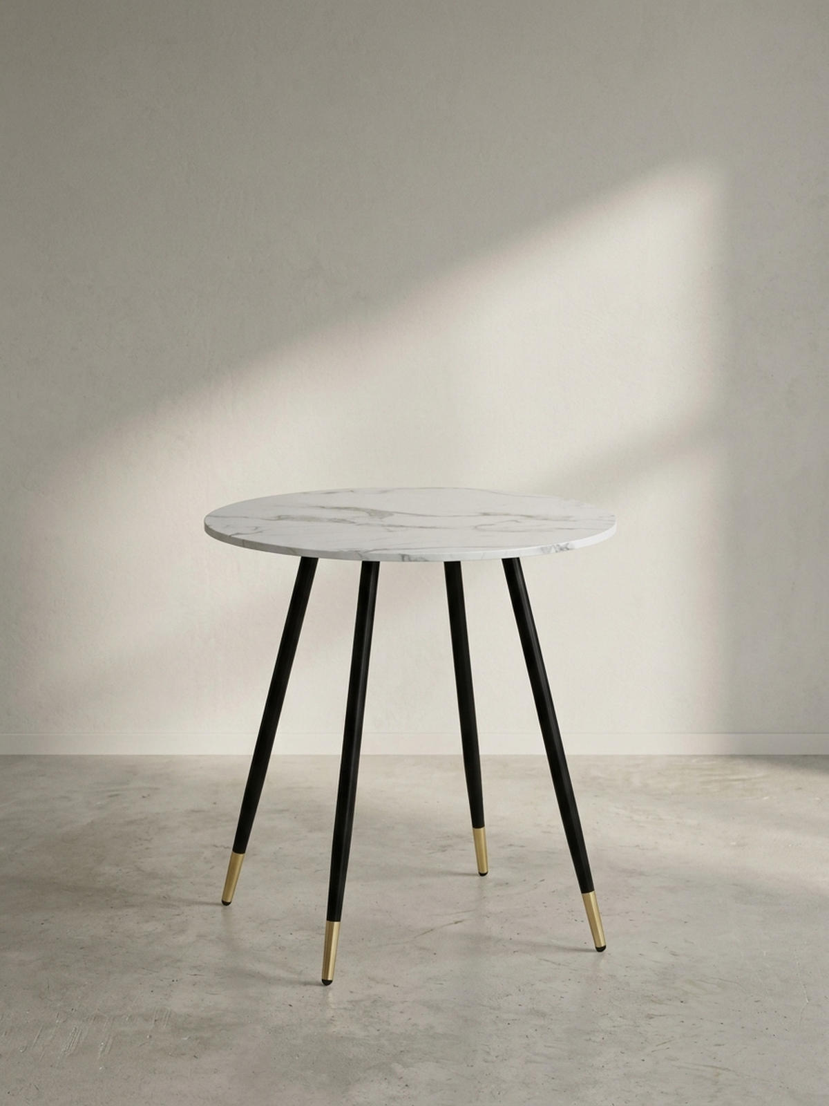 ESSTISCH Marmoroptik Metall Rund Modern, Weiß 75x75x76 cm - Goldfarben/Weiß, Holzwerkstoff/Metall (75/75/76cm) - KADIMA DESIGN