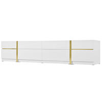 LOWBOARD DE-40156 mit Hochglanz-Finish und goldenen Kanten Weiß - Weiß, Holzwerkstoff (180/38/40cm) - ComfortXL