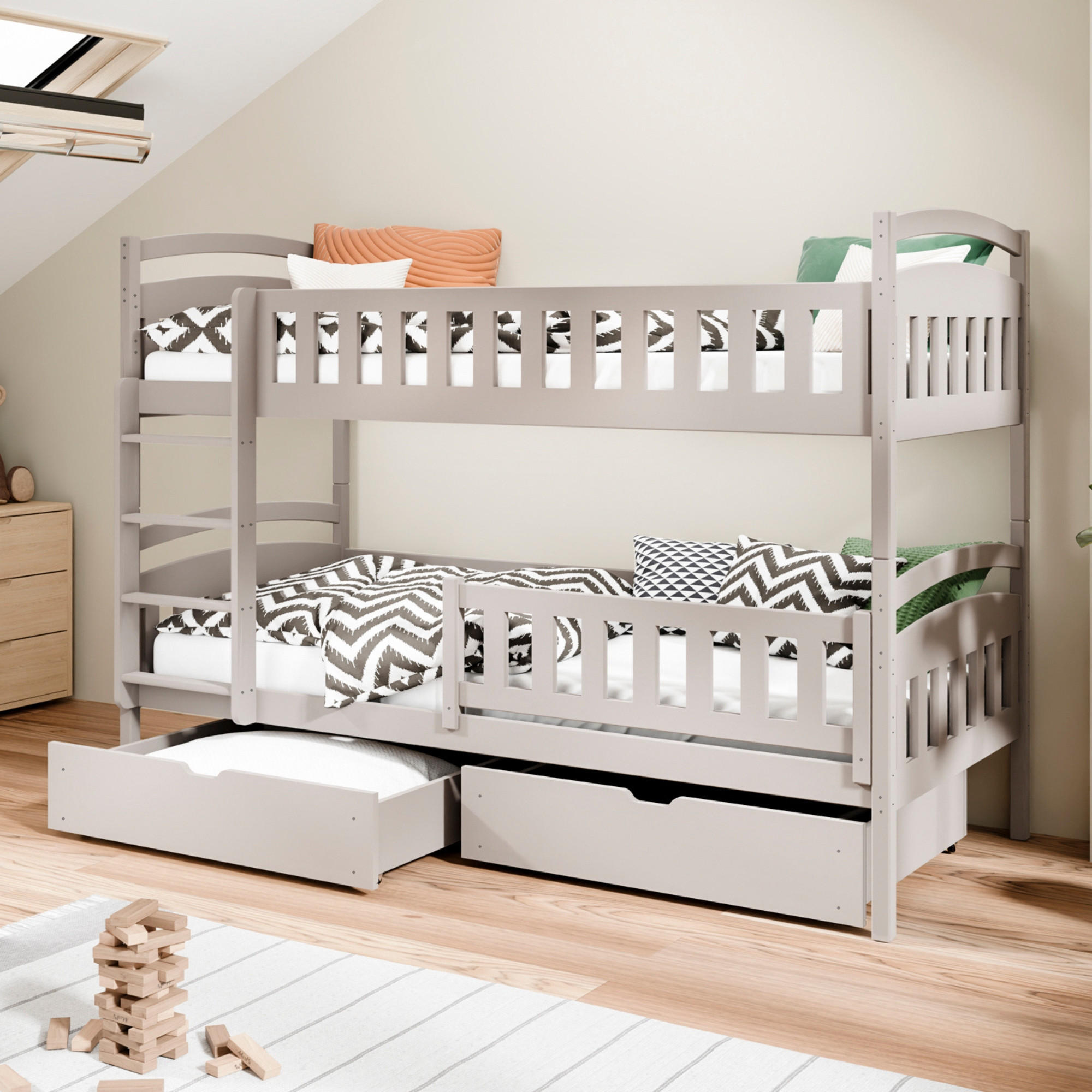 ETAGENBETT 90x200 cm mit zwei Schubladen in Kaschmir - Kaschmir, Holzwerkstoff (90/200cm) - Kids Collective