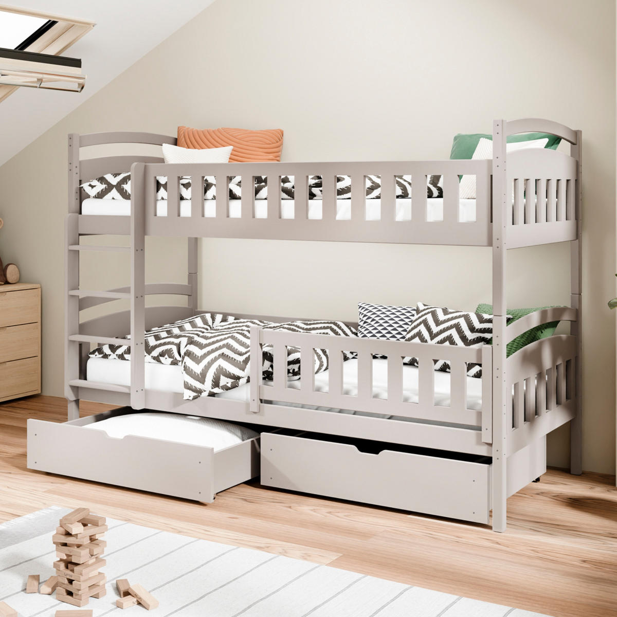 ETAGENBETT 90x200 cm mit zwei Schubladen in Kaschmir - Kaschmir, Holzwerkstoff (90/200cm) - Kids Collective