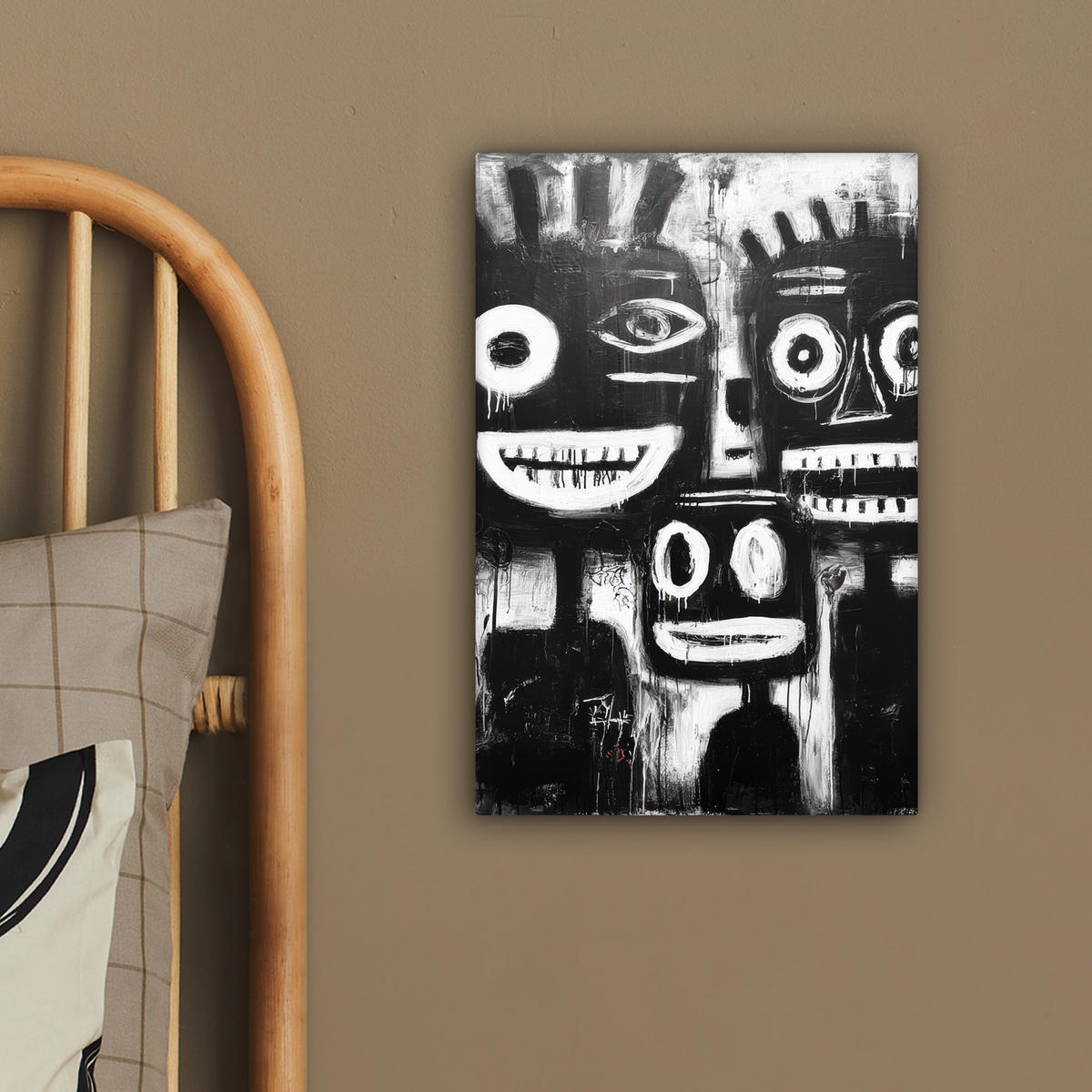 LEINWANDBILD Malerei - Figuren - Schwarz - Abstrakt Deko Wohnzimmer 20x30 cm - Schwarz, Textil (20/30cm) - MuchoWow