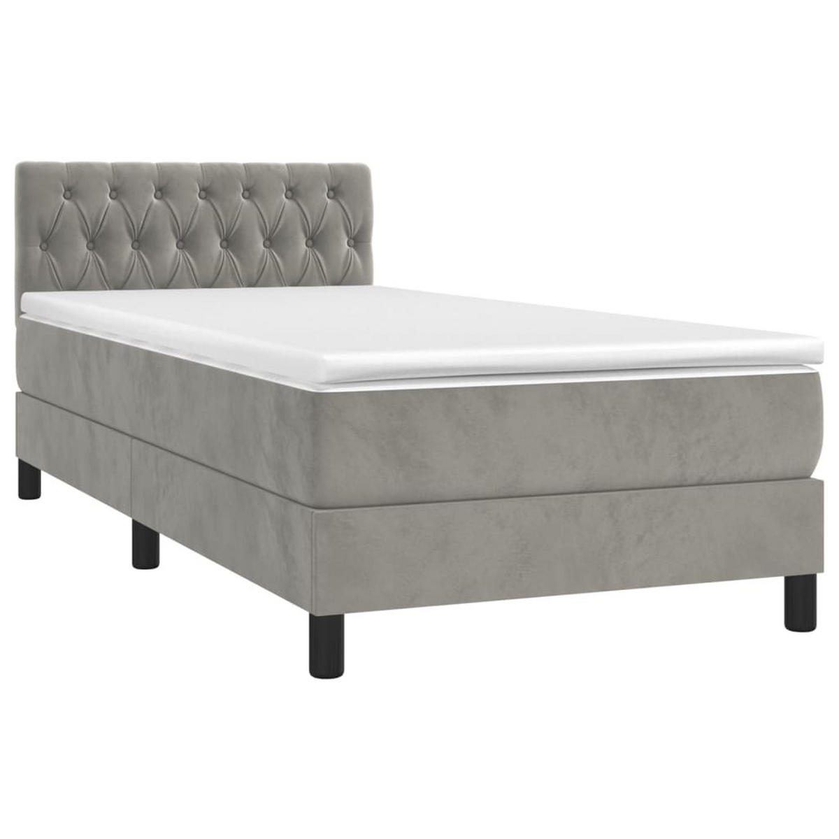 BOXSPRINGBETT 90/200 Cm Grau Samt - Grau, Textil (90/203cm) - vidaXL