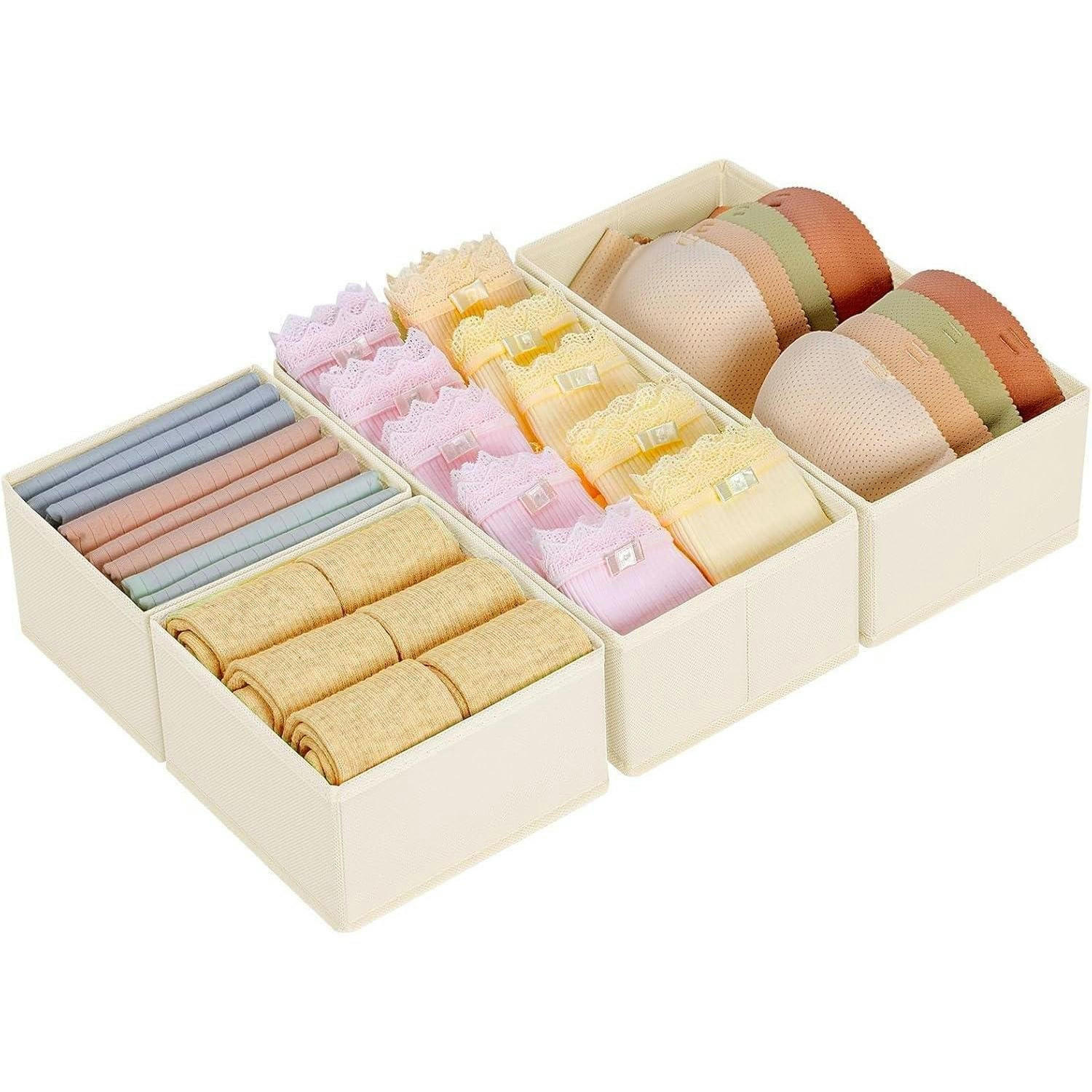 SCHUBLADEN-ORGANIZER 4-teiliges Set Beige - Multicolor, Textil (15/9/30cm)