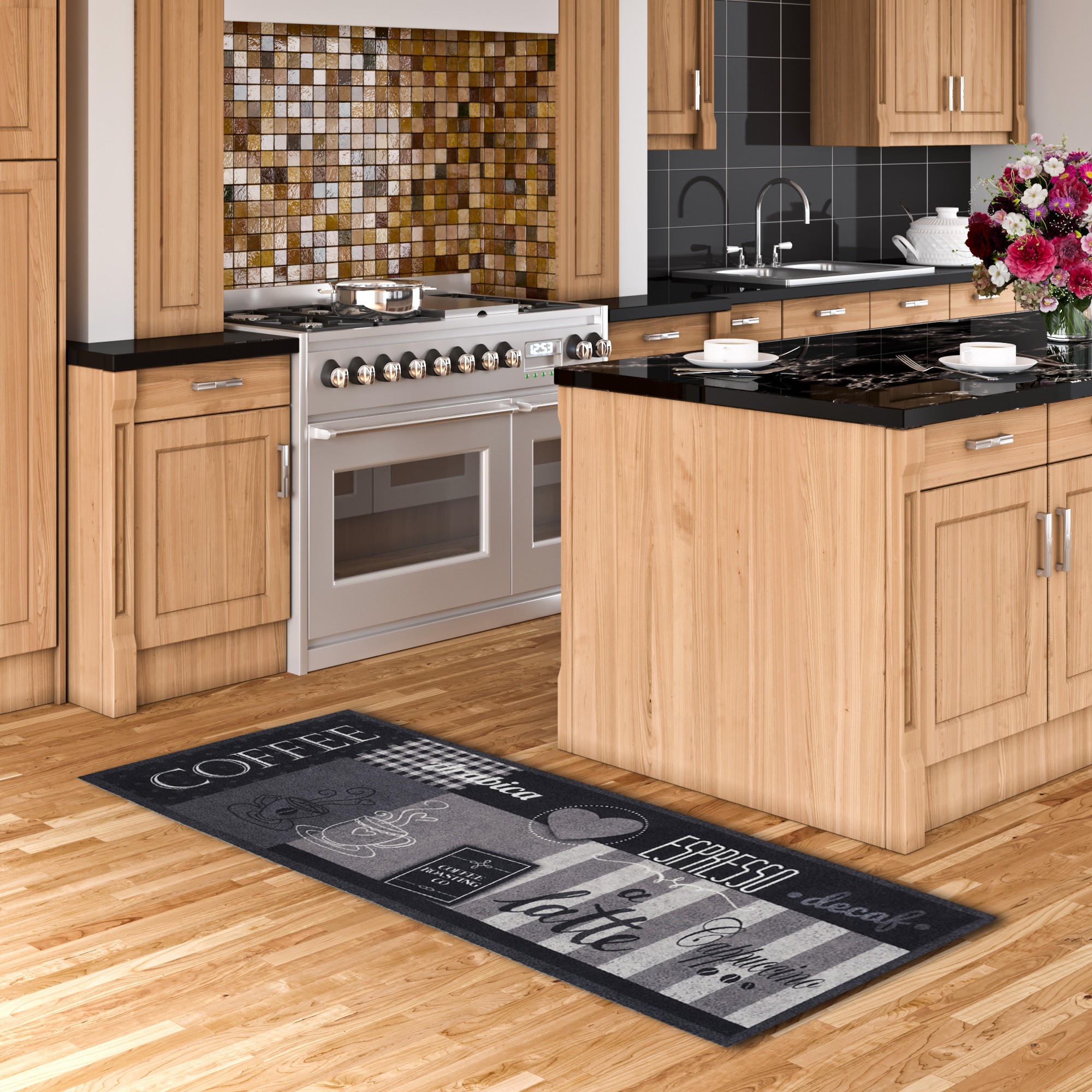 KÜCHENLÄUFER TEPPICH TRENDY COFFEE ANTHRAZIT - Anthrazit, Textil (45/145cm) - Pergamon