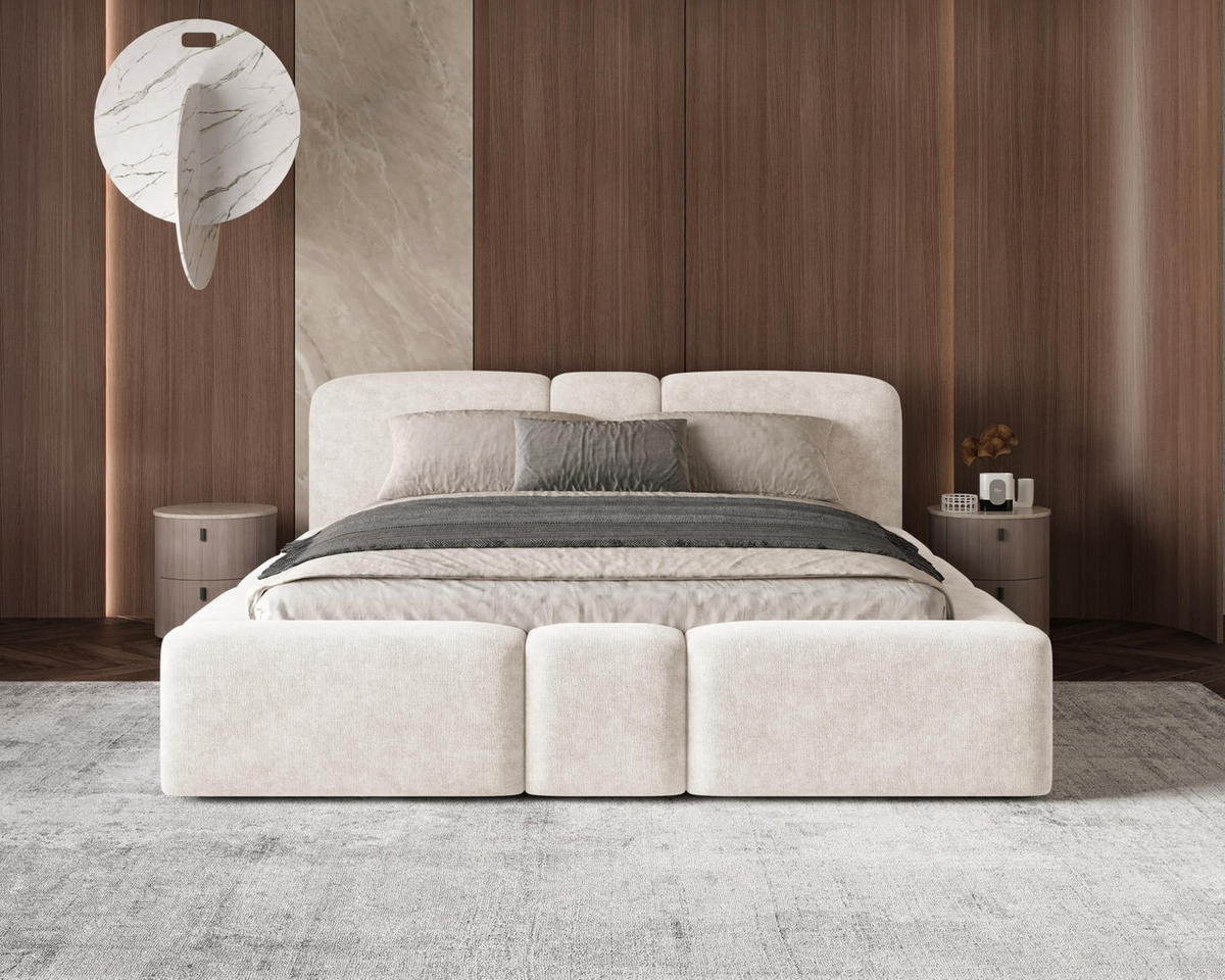 POLSTERBETT Monte180x200 cm- Bettkasten und Stauraum - Doppelbett mit Stabilem Metallrahmen - Beige - Beige, Holzwerkstoff (180/200cm) - Chilly