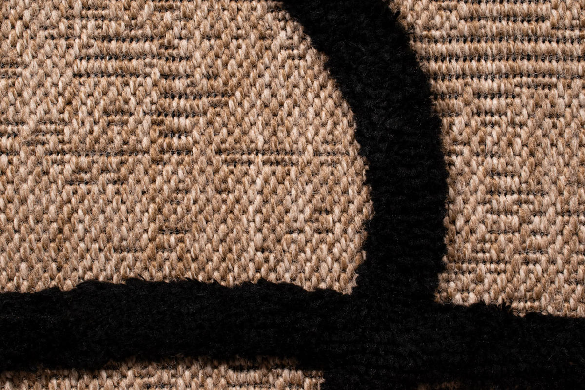 TEPPICH mit Jute-Optik Linien schwarz Palma 160x230 cm - Schwarz, Textil (160/230cm) - Nazar Rugs