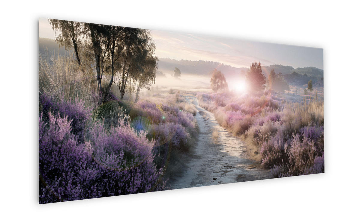 GLASBILD 125x50 cm Natur lila ruhig - Beige, Glas (125/50cm) - artissimo