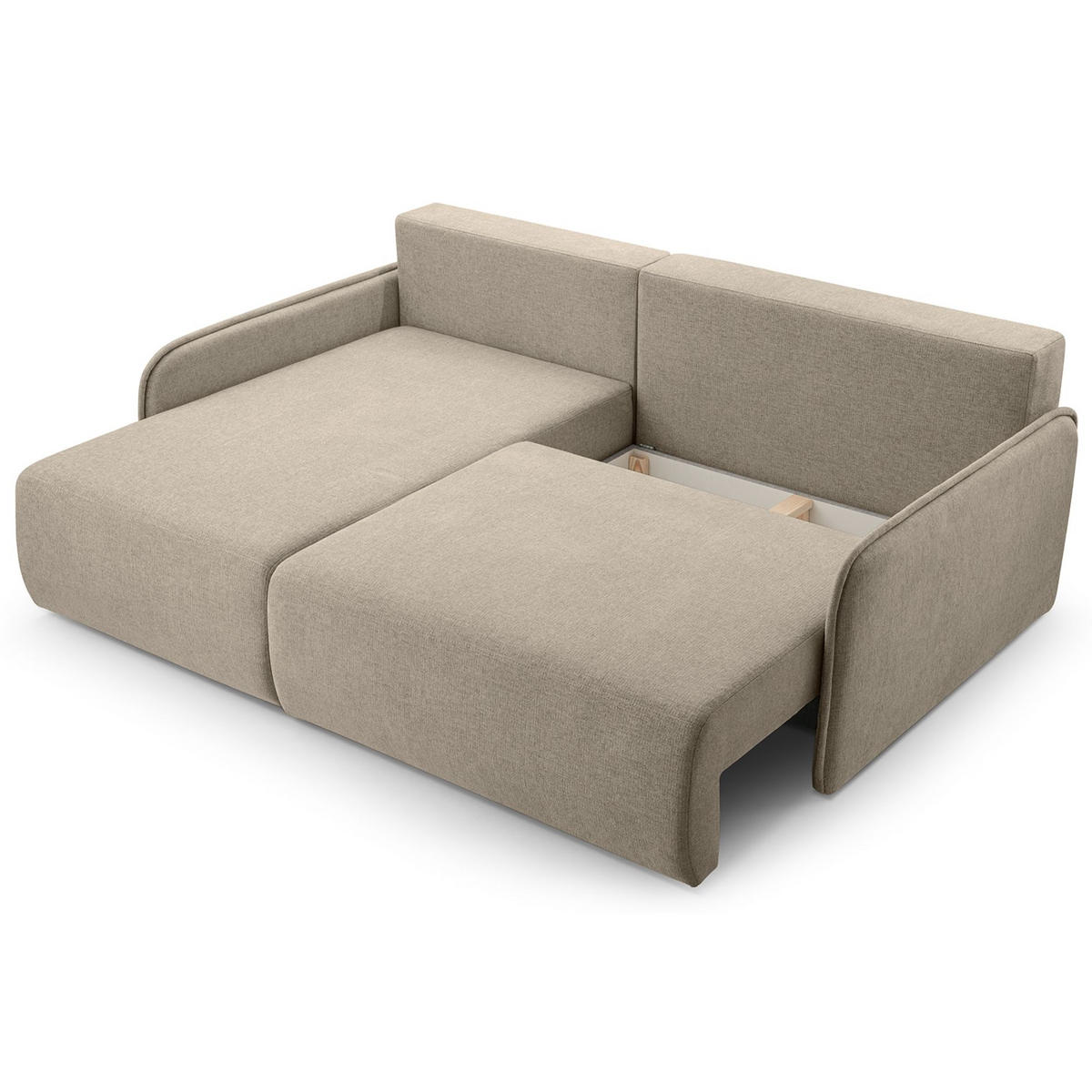 ECKSOFA Netarro, Dunkelbeige Chenille, linksseitig - Beige/Schwarz, Kunststoff/Textil (198/147cm) - Selsey