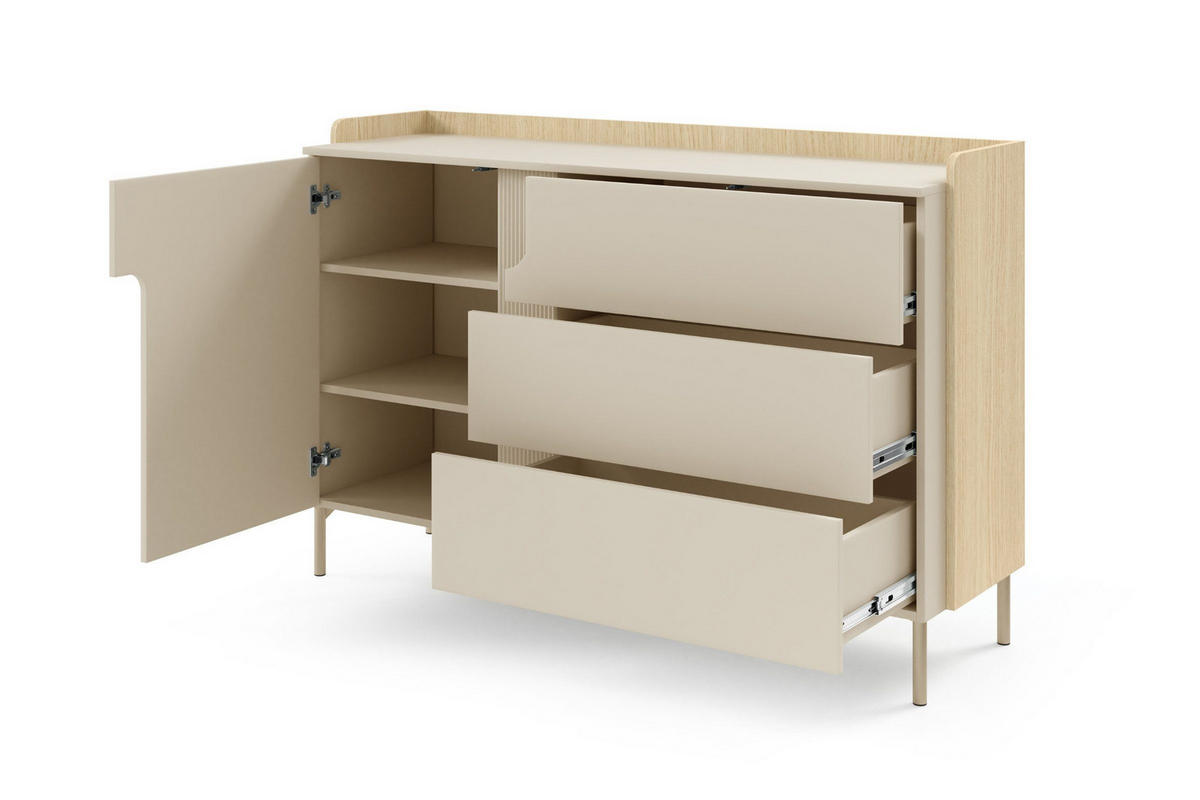 KOMMODE PAURO 07 143/95/42 cm in Eiche Mavelie / Macadamia - Eichefarben/Beige, Holzwerkstoff (143/95/42cm) - Deine Möbel 24