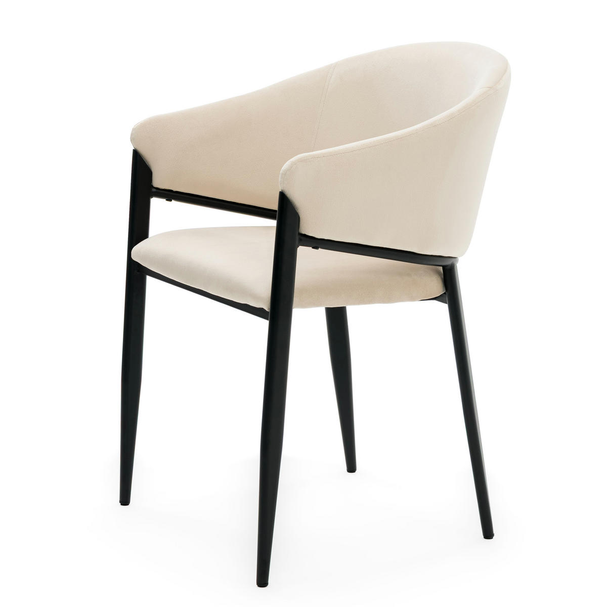 STUHL BUENO gespolsterter - beige - Glamour Velour Samt - Ecru/Schwarz, Textil/Metall (57/81/59cm) - NEW HOME
