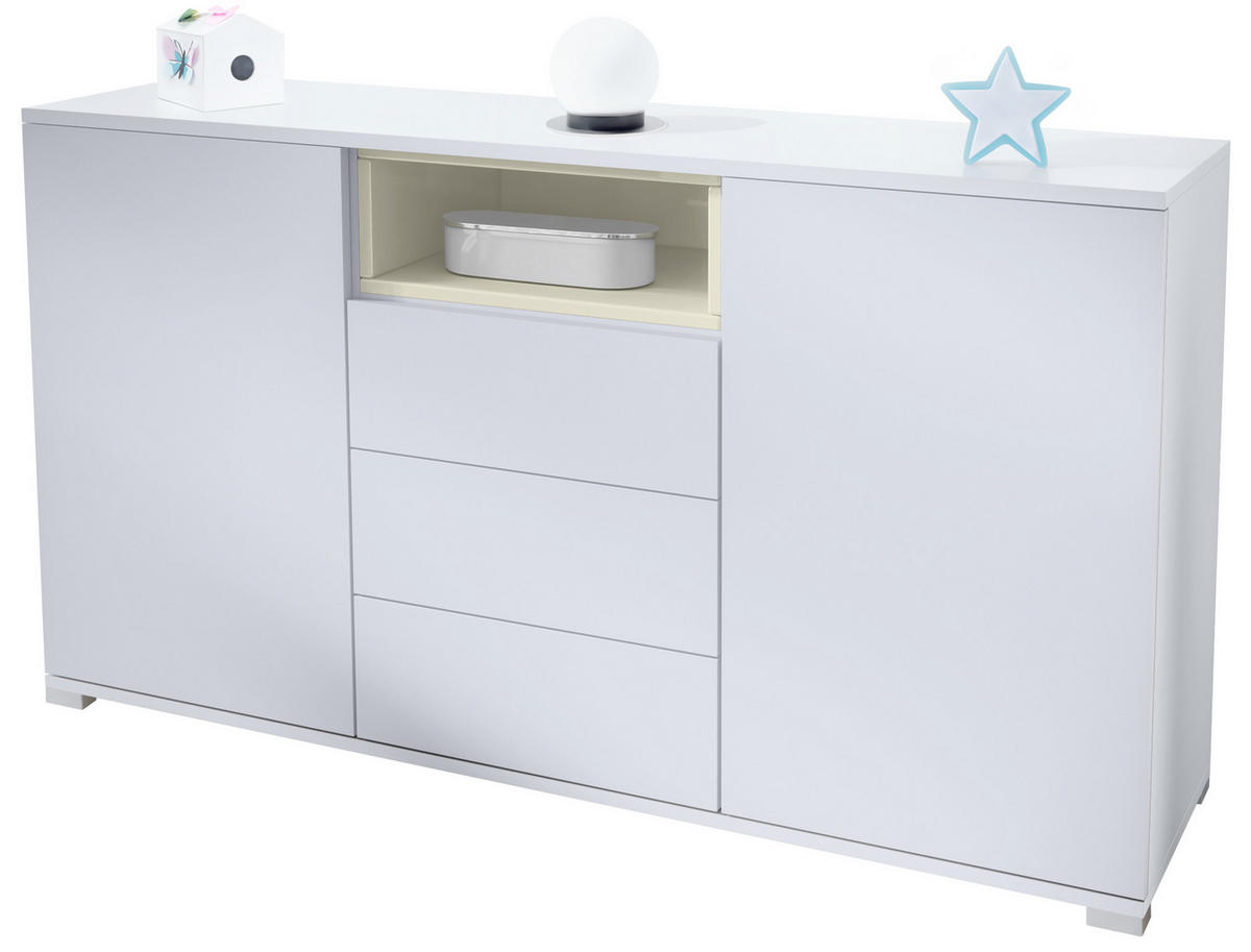 SIDEBOARD Skadu Creme Hochglanz - Creme, Holzwerkstoff (138.5/75.5/35cm) - Vladon