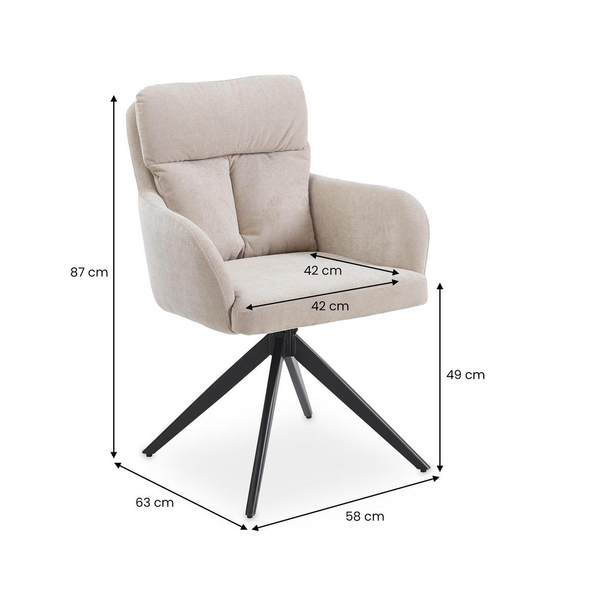 ESSZIMMERSTÜHLE ELARA beige - Beige, Textil (58/87/63cm) - IDIMEX