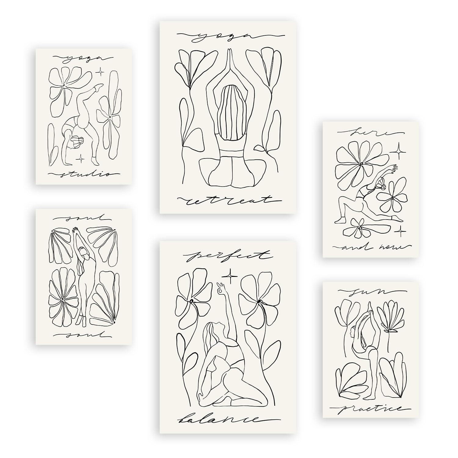 POSTER Set Mit 6 Yoga Musen 4 A3 & A4 Rahmenlos - Klar, Papier (29/3/42cm) - Nacnic