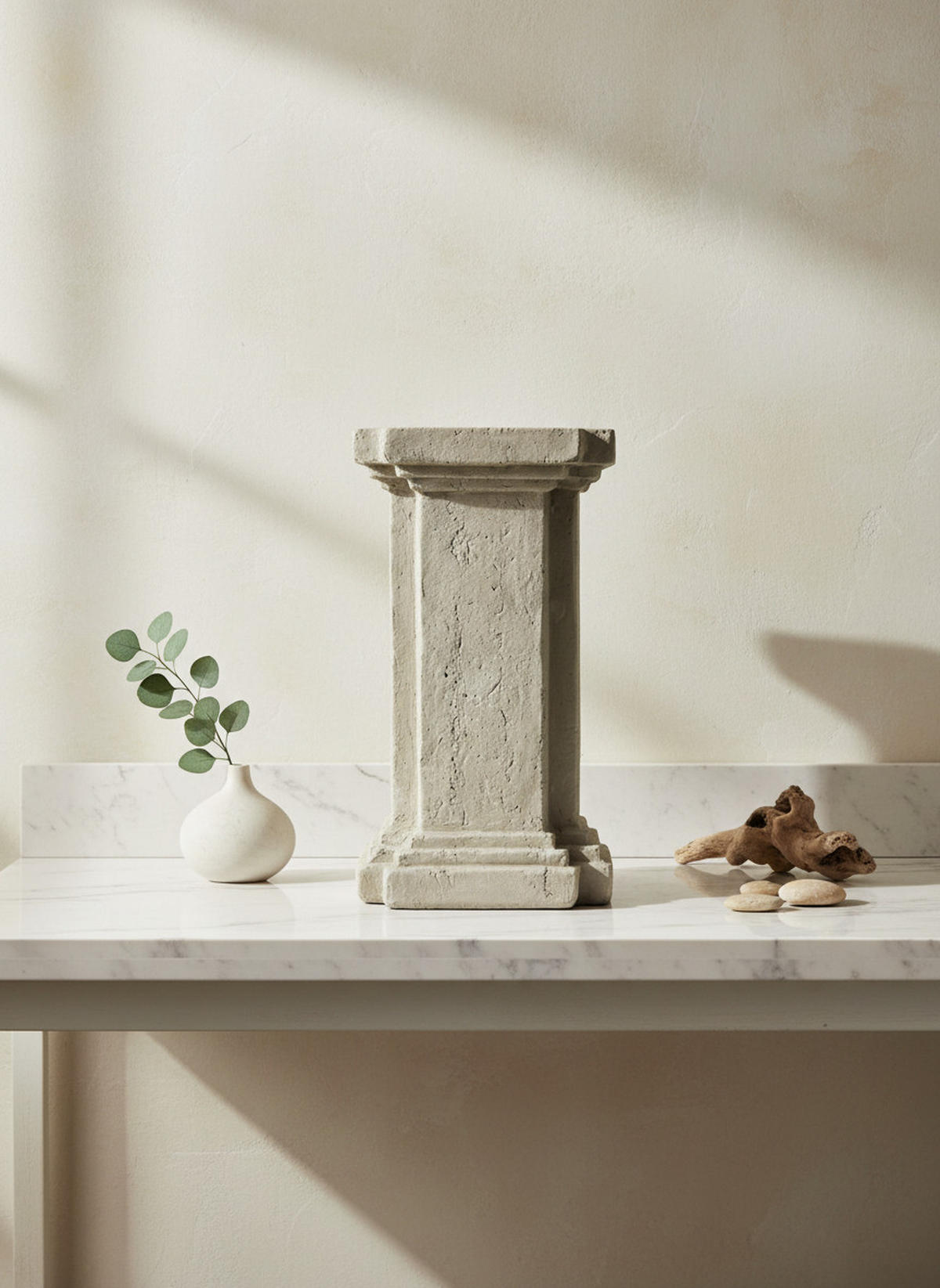 PODEST Sidi beige 26.5/26.5/50 cm Keramik - Grau, Keramik (26.5/50/26.5cm) - Mondex