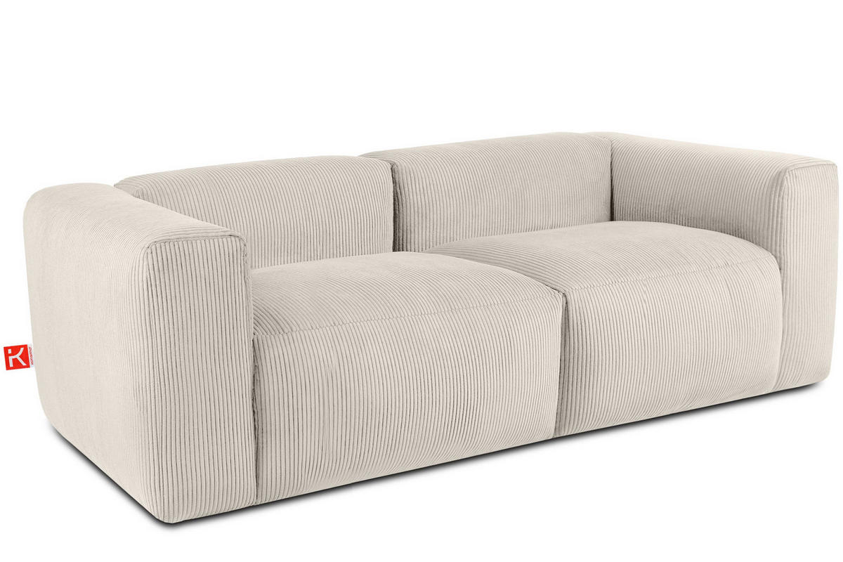2,5-SITZER-MODULSOFA BUFFO mit extrem weicher und bequemer Sitzfläche, Kordstoff, cremefarben - Creme, Textil (250/73/96cm) - KONSIMO®