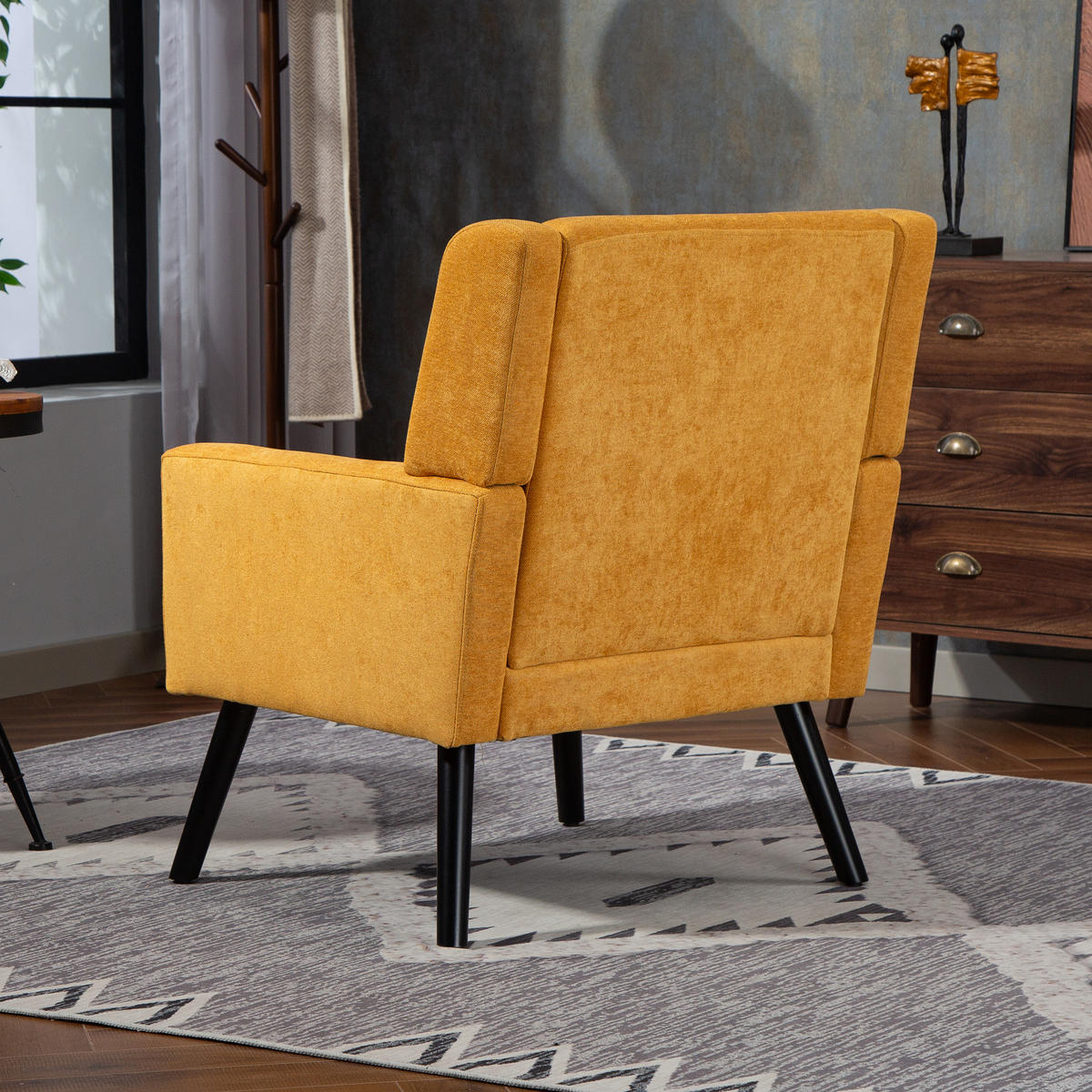 POLSTERSTUHL Leinenbezug mit Tufting, Massivholzbeinen 68/76/88 cm Gelb 130 kg - Gelb, Textil (76/88/68cm) - Redom