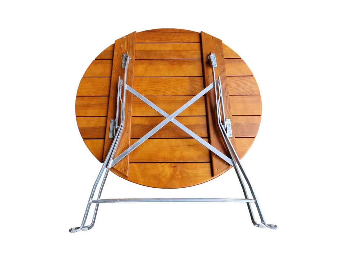 BIERGARTENTISCH BERGTAL 74x90x90cm Ø90cm Klappbar Eschenholz Schwarz/Braun 3 Personen - Braun, Holz (90/90/74cm) - CHEFGASTRO