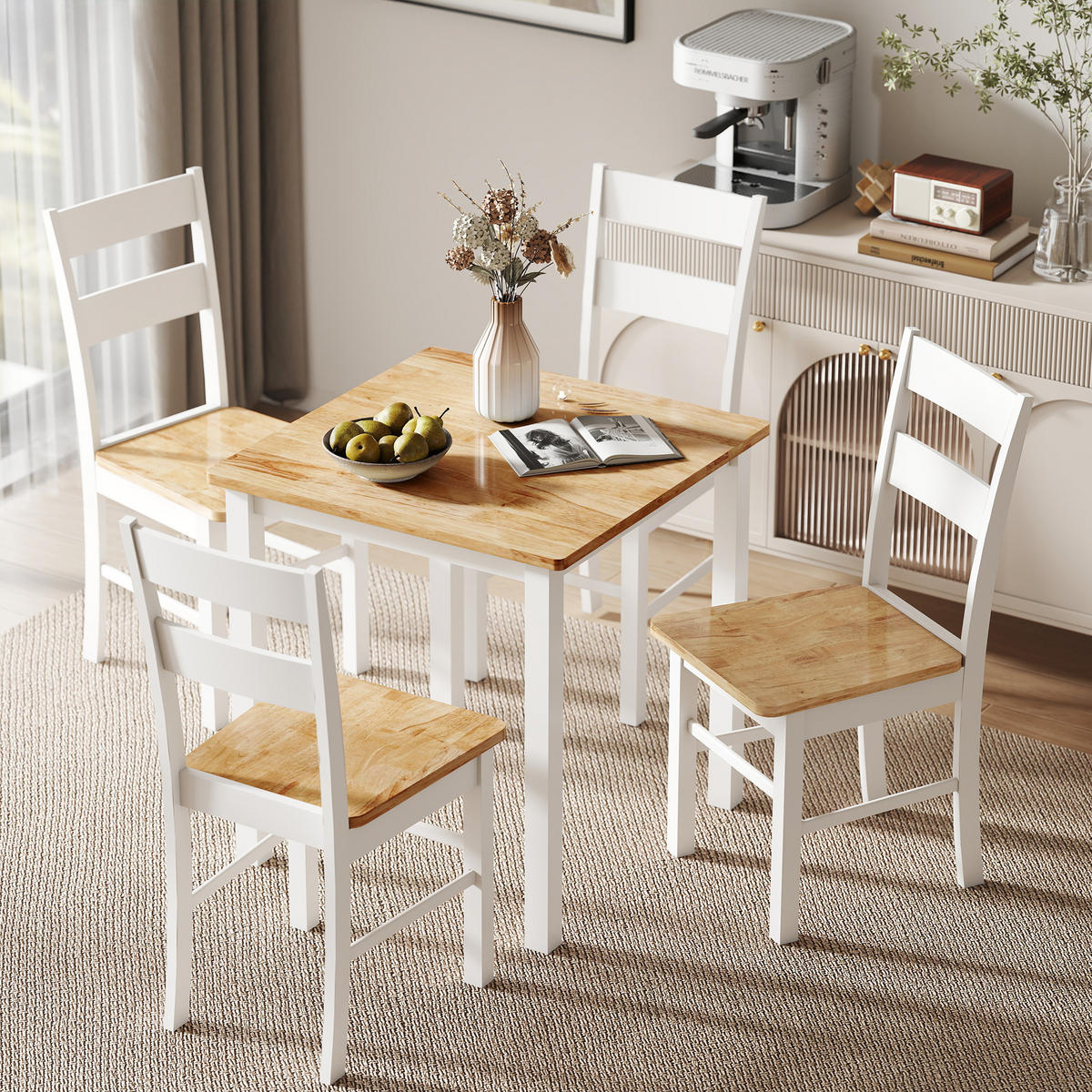 ESSTISCH 69 x 69 cm Esszimmerstühle 2er Set Küchentisch für 2-4 Personen Eiche - Eichefarben/Weiß, Holz (69/75/69cm)