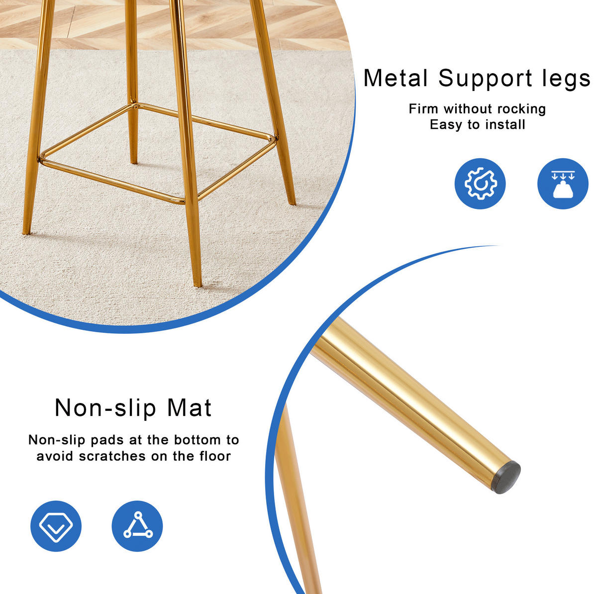 BARHOCKER Transparent 2er-Set mit Metallgestell Gold - Goldfarben, Metall (45/102/51.3cm) - Meubliv