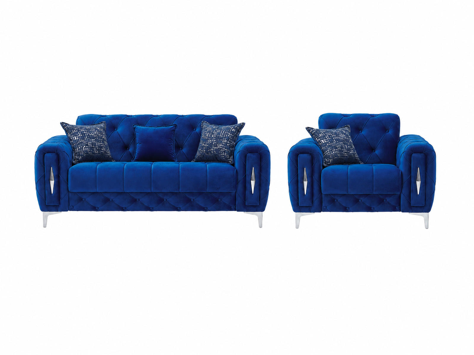 SITZGARNITUR Patna, Blau Stellvariante 2+1 - Blau, Holzwerkstoff/Kunststoff (180/80/100cm)