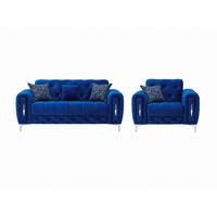 SITZGARNITUR Patna, Blau Stellvariante 2+1 - Blau, Holzwerkstoff/Kunststoff (180/80/100cm)