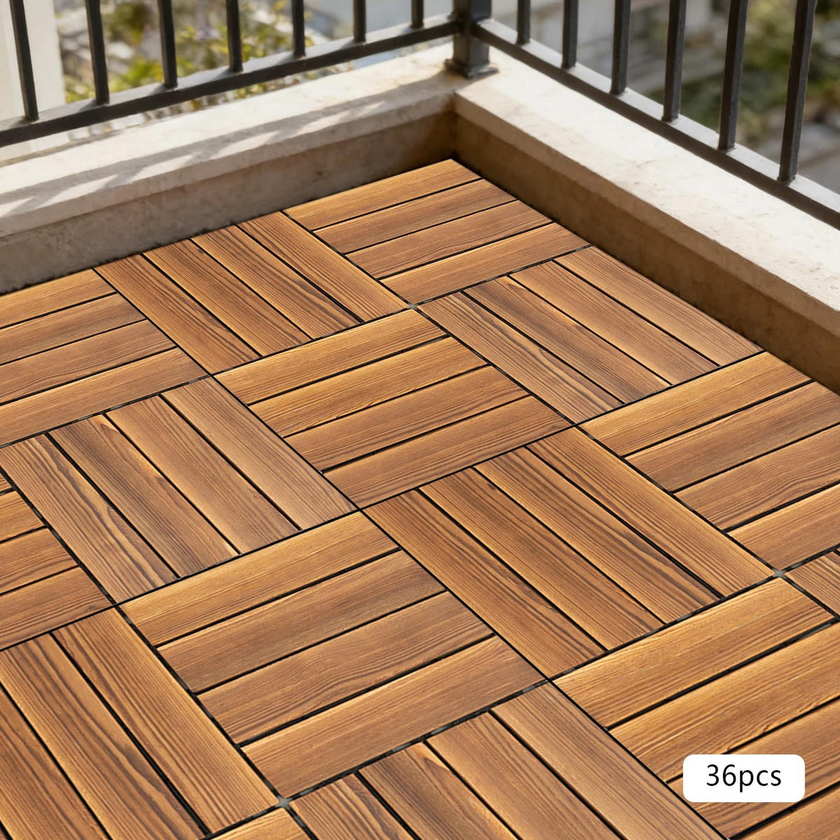 TERRASSENFLIESE 36er-Pack Hartholz, Outdoor & wasserdicht - Braun, Holz (30/30/2cm) - Kaket