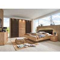 SCHLAFZIMMER Arden mit teilmassiver Erle und Mocca-Glas 4-teilig mit Schwebetürenschrank ohne Spiegel, Doppelbett 180x200cm, zwei Nachttische - Braun, Holzwerkstoff (80/200/120cm)