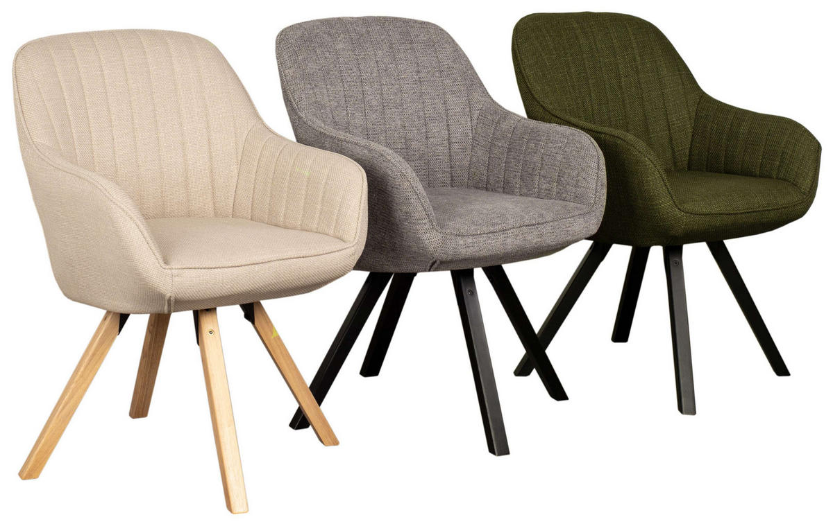 ESSZIMMERSTUHL Matera drehbar FSC® beige - Beige/Schwarz, Naturmaterialien/Textil (59/84/61cm) - Mr. Deko