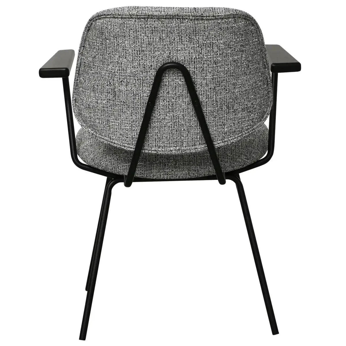 ARMLEHNSTUHL-SET 6 Stück in Teddystoff Grau - Schwarz/Grau, Textil/Metall (50/82/58cm) - Furnhouse