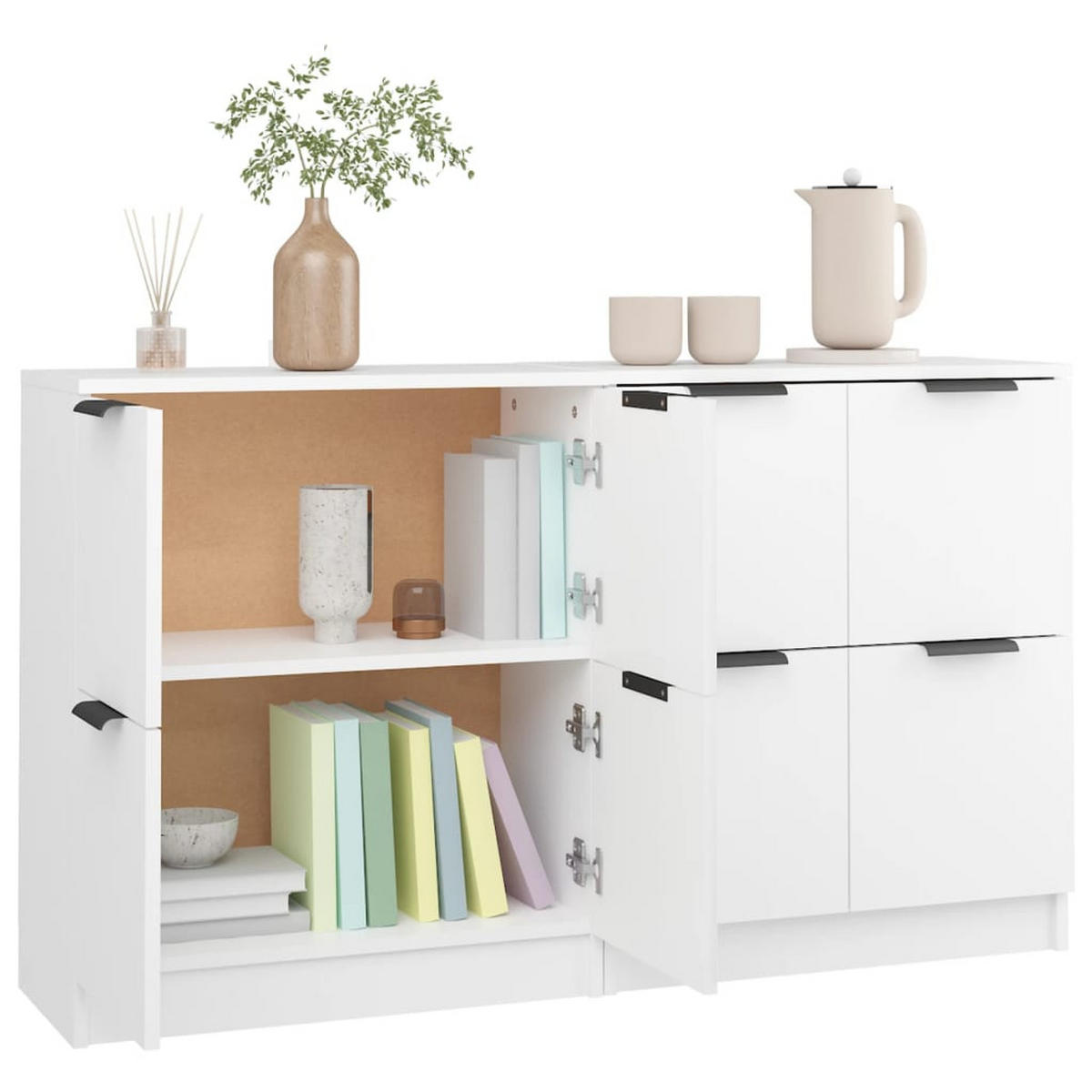 SIDEBOARDS 2Er Set Weiss 60/30/70 Cm Holzwerkstoff - Weiß, Holzwerkstoff (30/70/60cm) - vidaXL